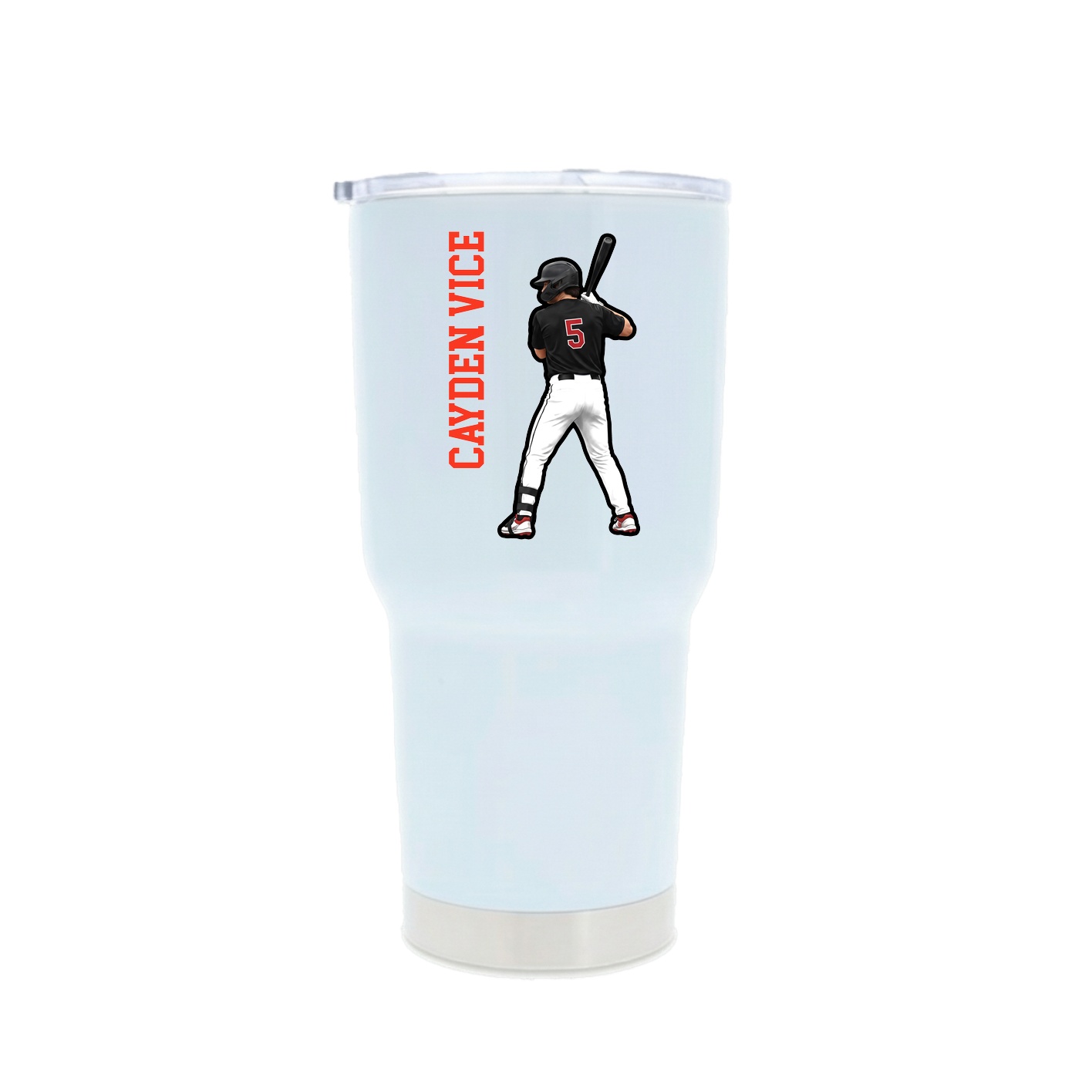 30oz Stainless Steel Tumbler — Name Vertical in White