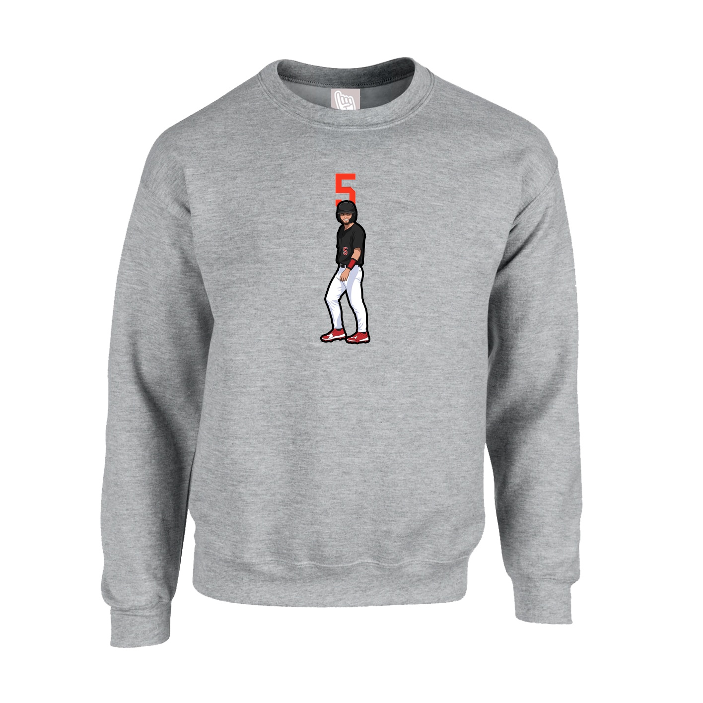 Fleece Crew — Number Top in Grey