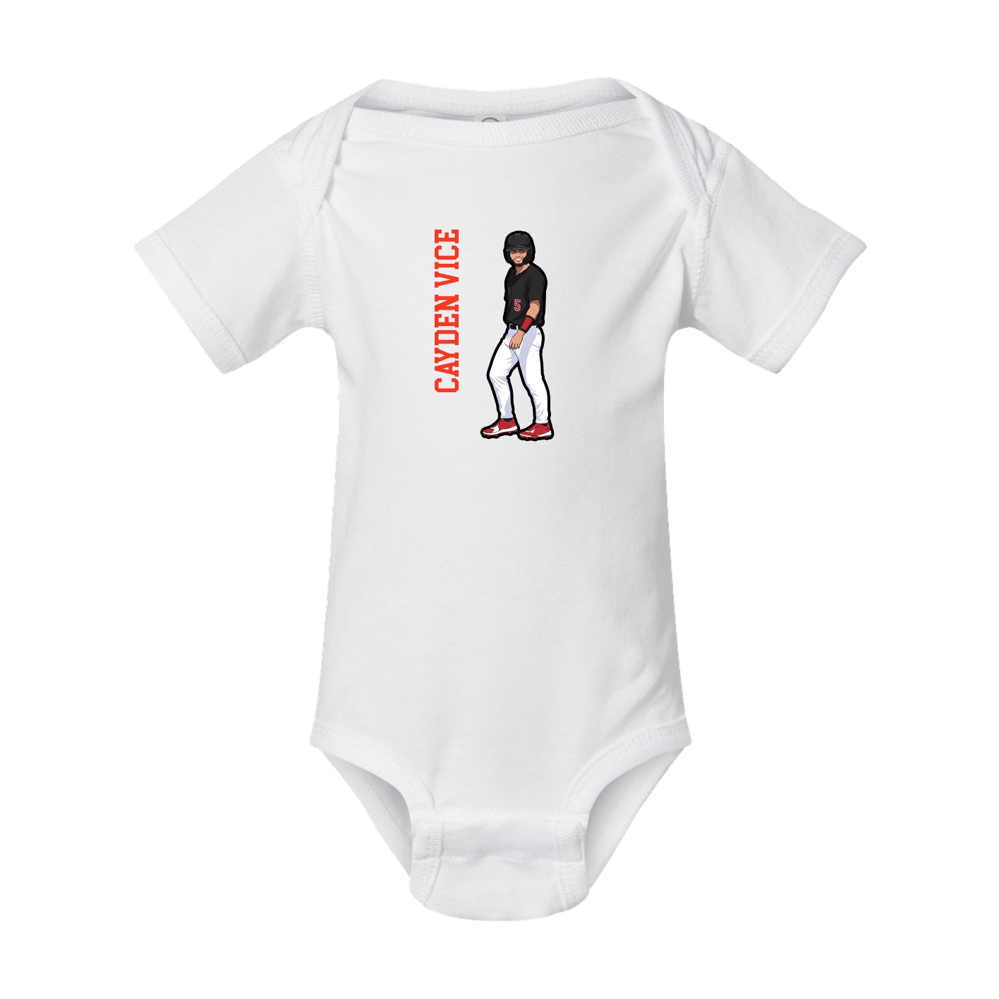 Baby Onesie — Name Vertical in White