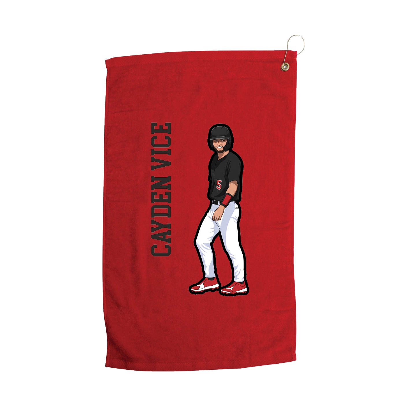 Golf Towel — Name Vertical in Red