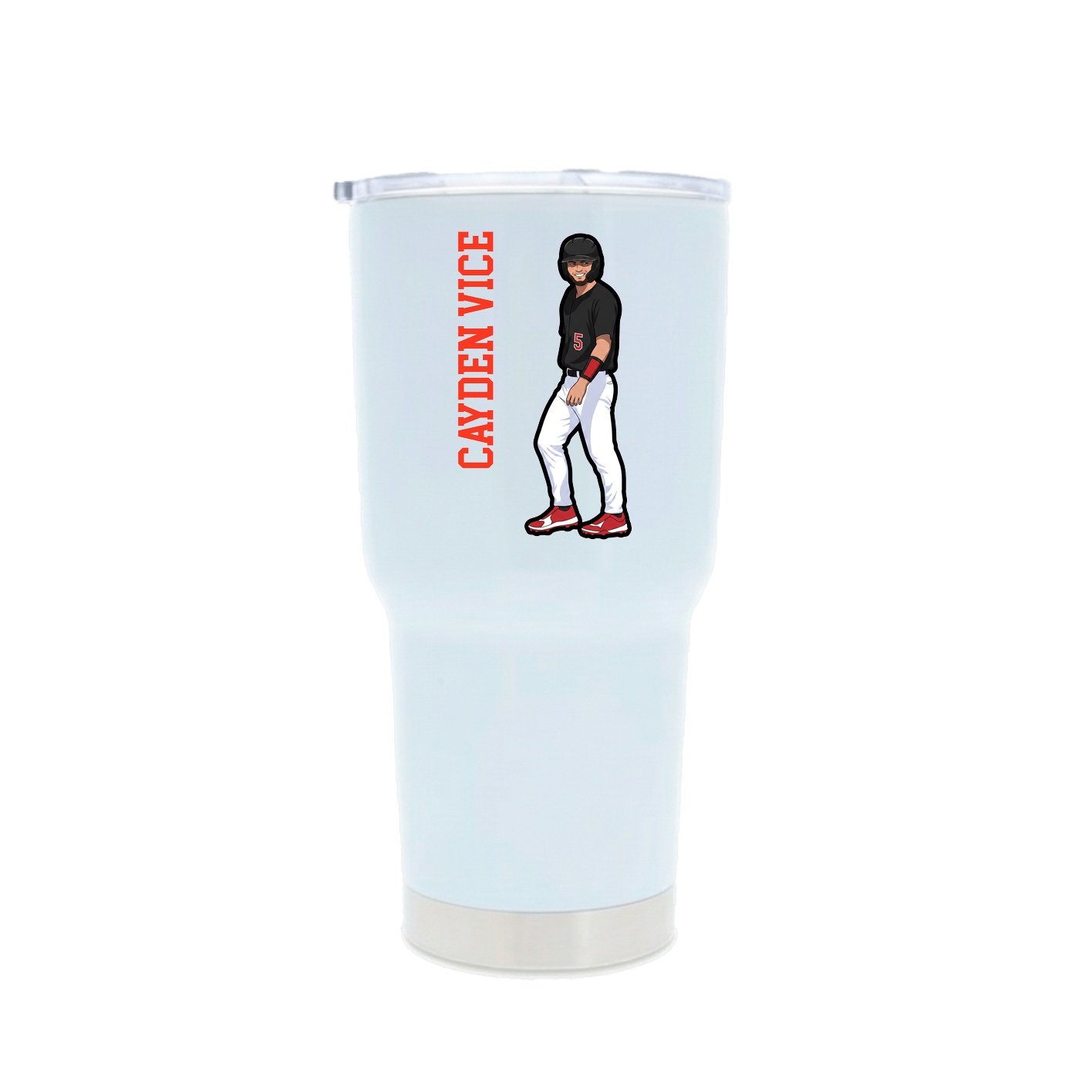 30oz Stainless Steel Tumbler — Name Vertical in White