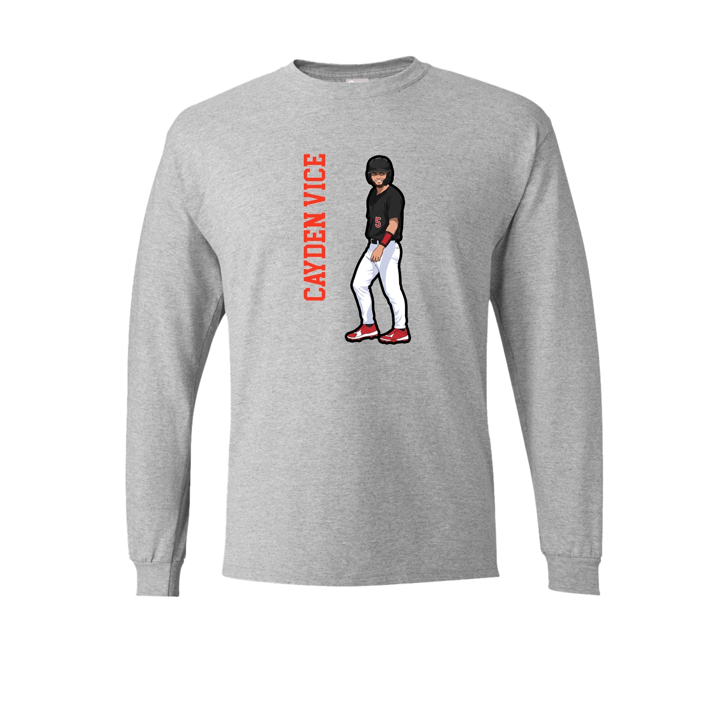 Long Sleeve Tee — Name Vertical in Grey