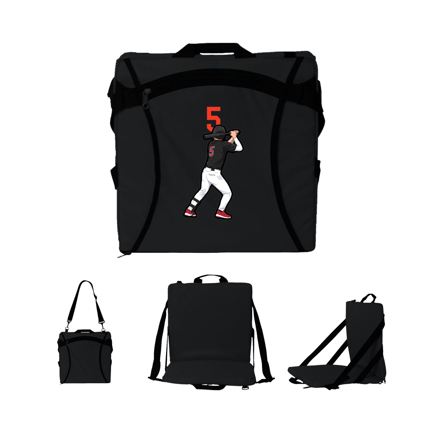 Folding Stadium Seat — Number Top in Black