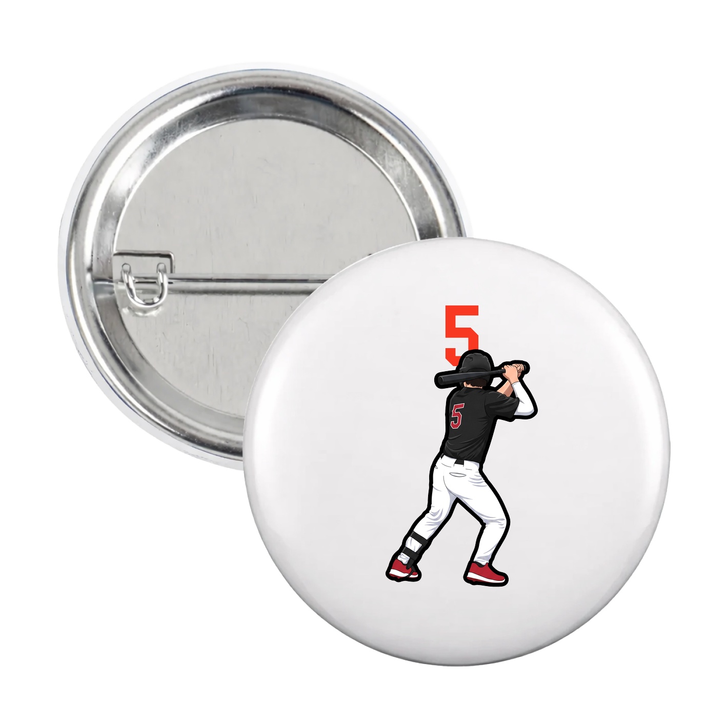 Game Day Button — Number Top in White