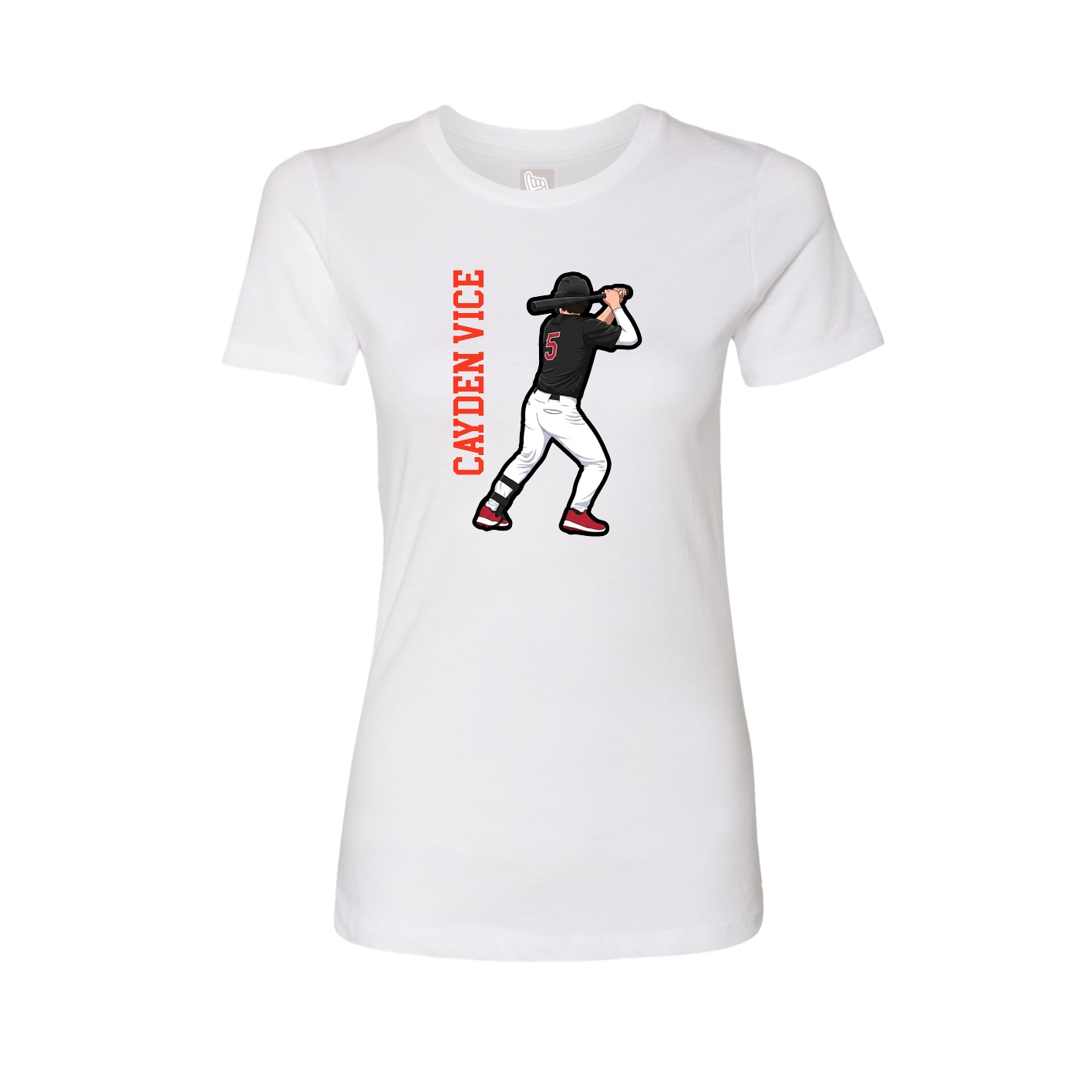 Womens Tee — Name Vertical in White