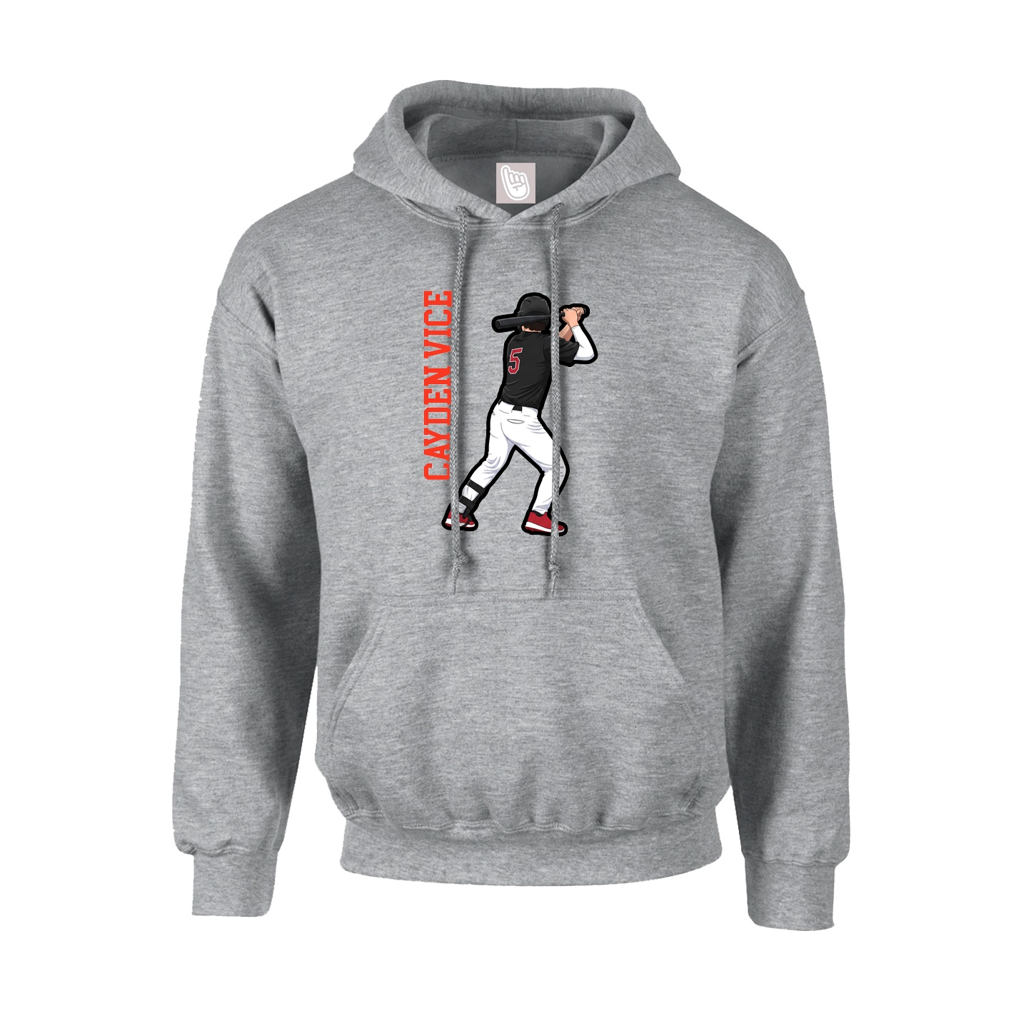 Hoodie — Name Vertical in Grey