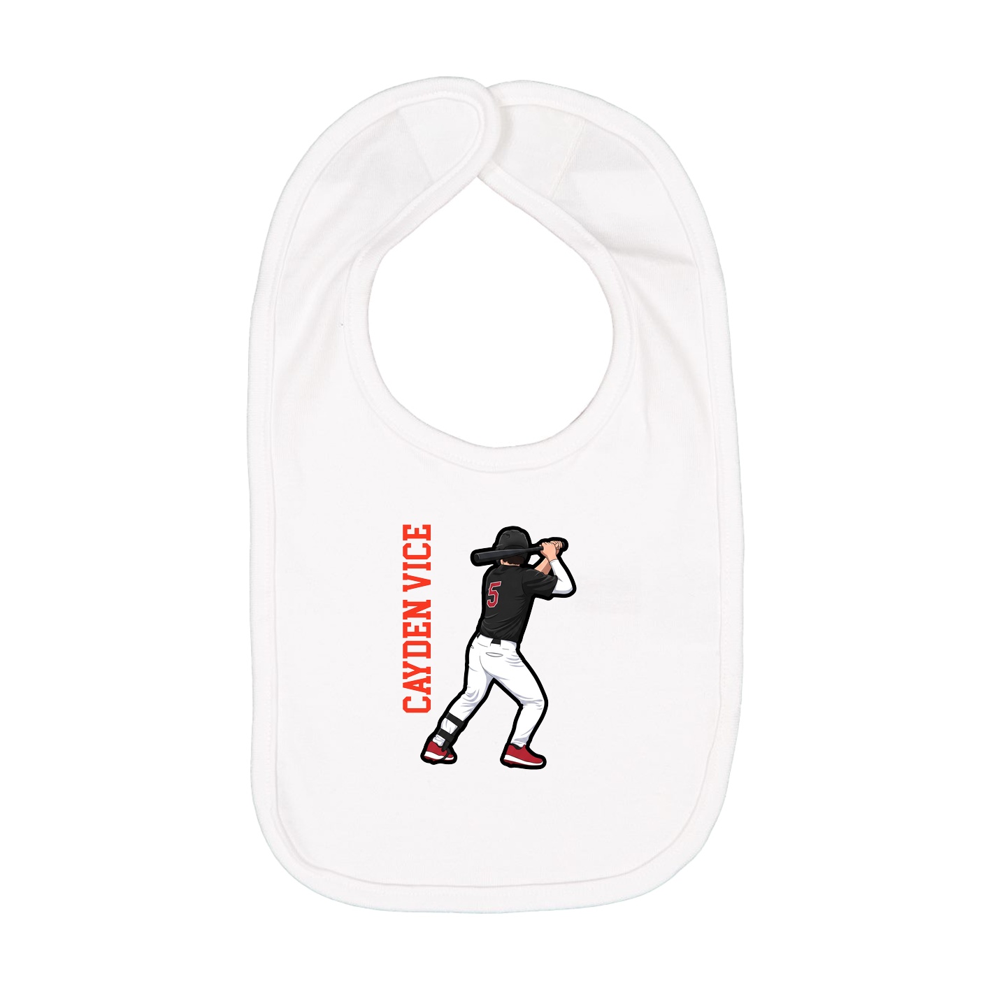 Infant Bib — Name Vertical in White