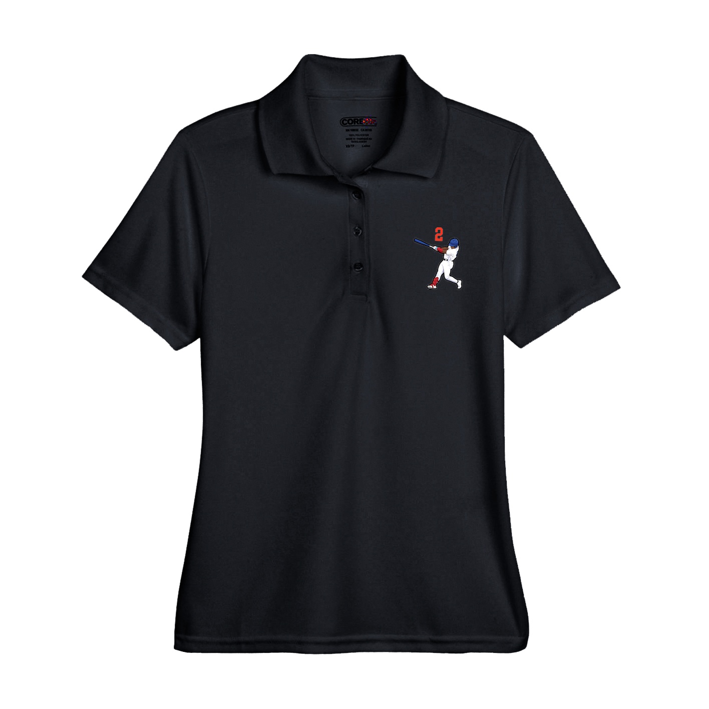 Womens Performance Polo — Number Top in Black