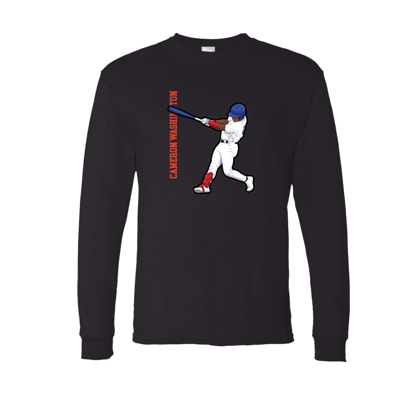 Long Sleeve Tee — Name Vertical in Black