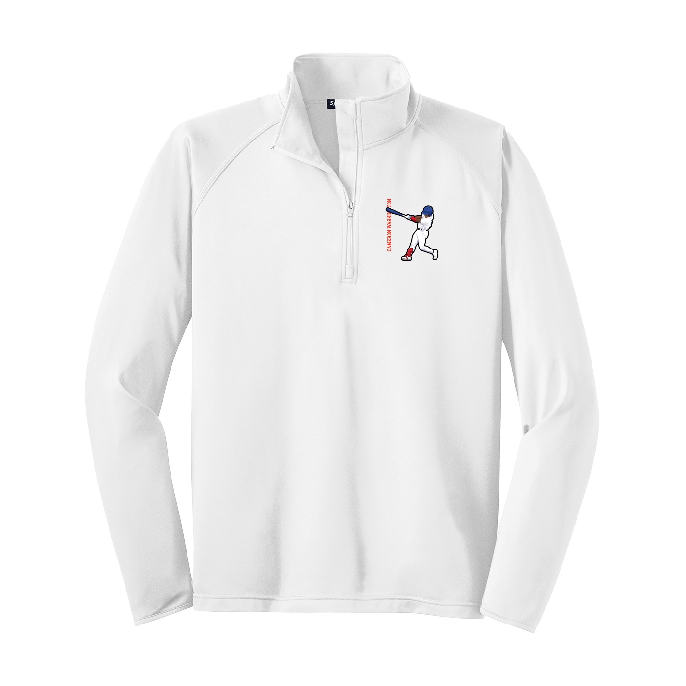 Q-Zip Pullover — Name Vertical in White