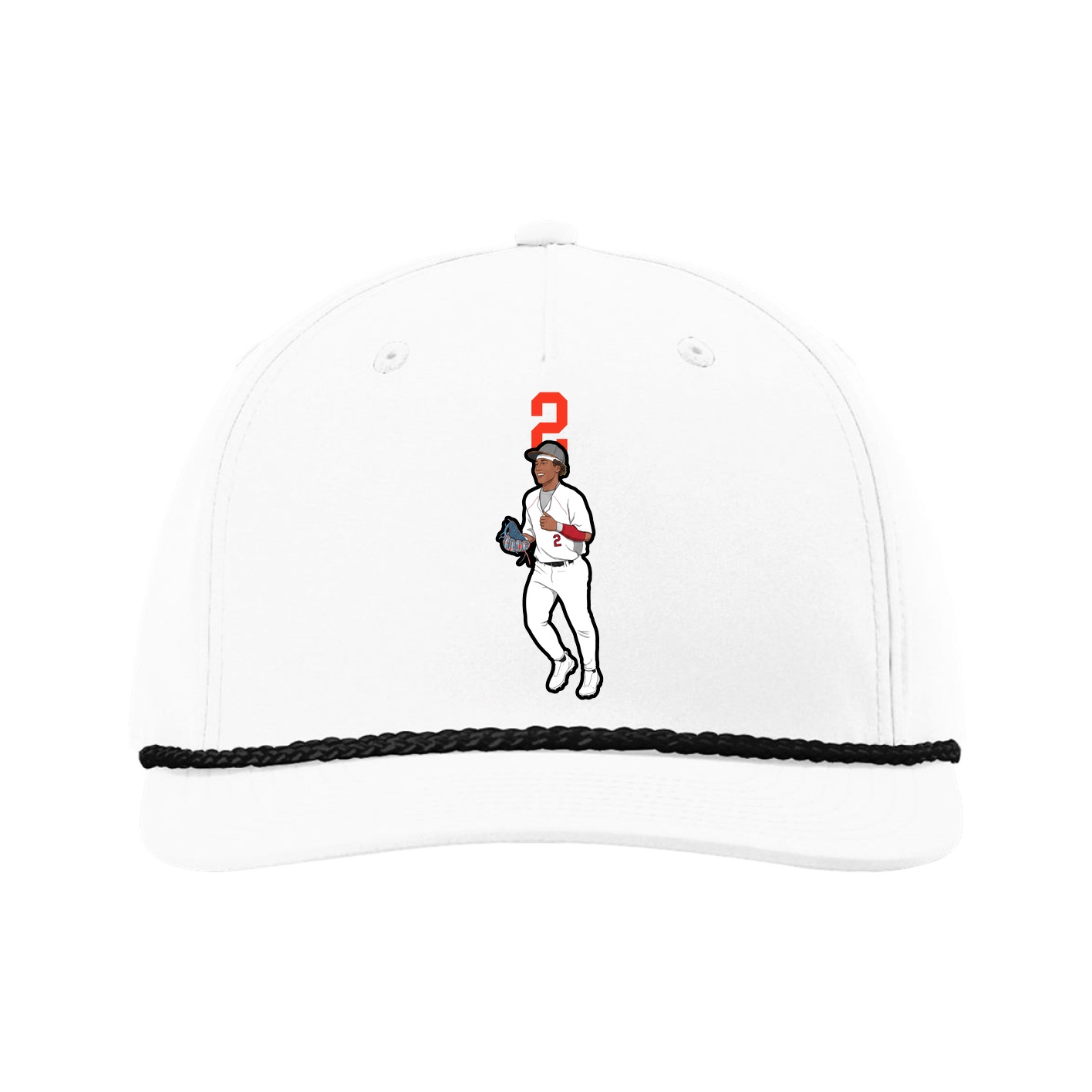 Five-Panel Classic Rope Cap — Number Top in White