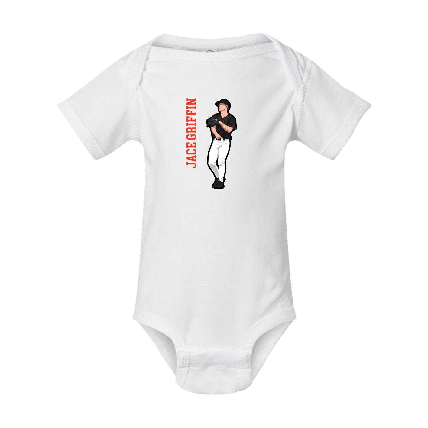 Baby Onesie — Name Vertical in White