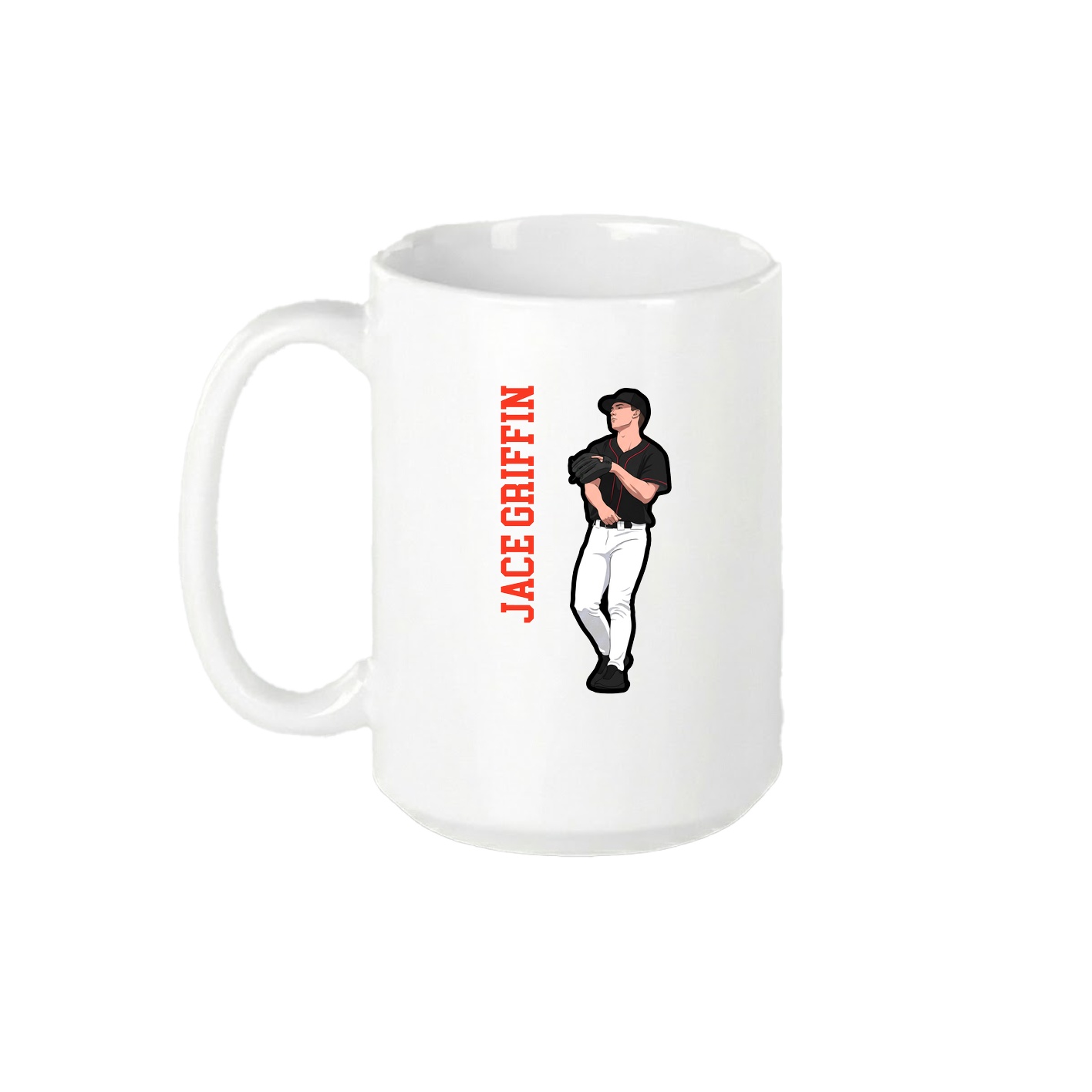 15oz Coffee Mug — Name Vertical in White