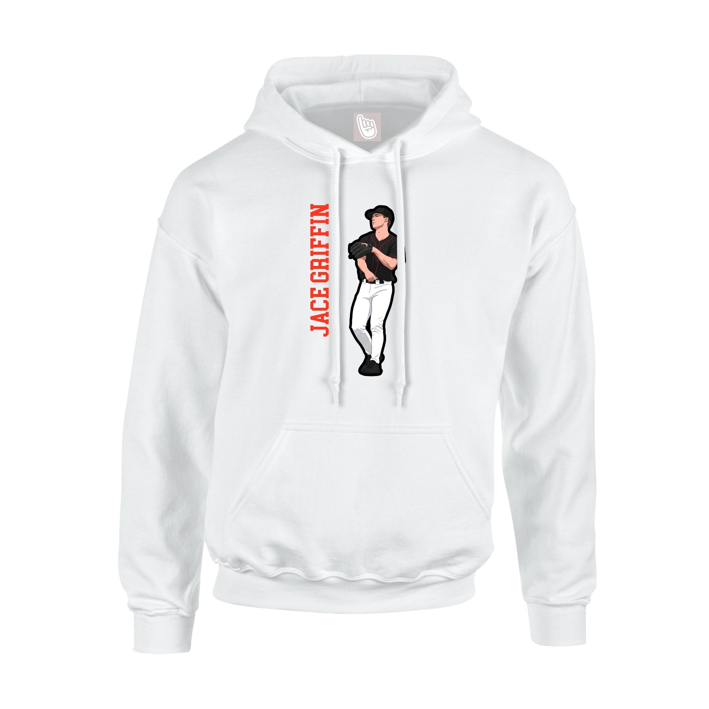 Hoodie — Name Vertical in White