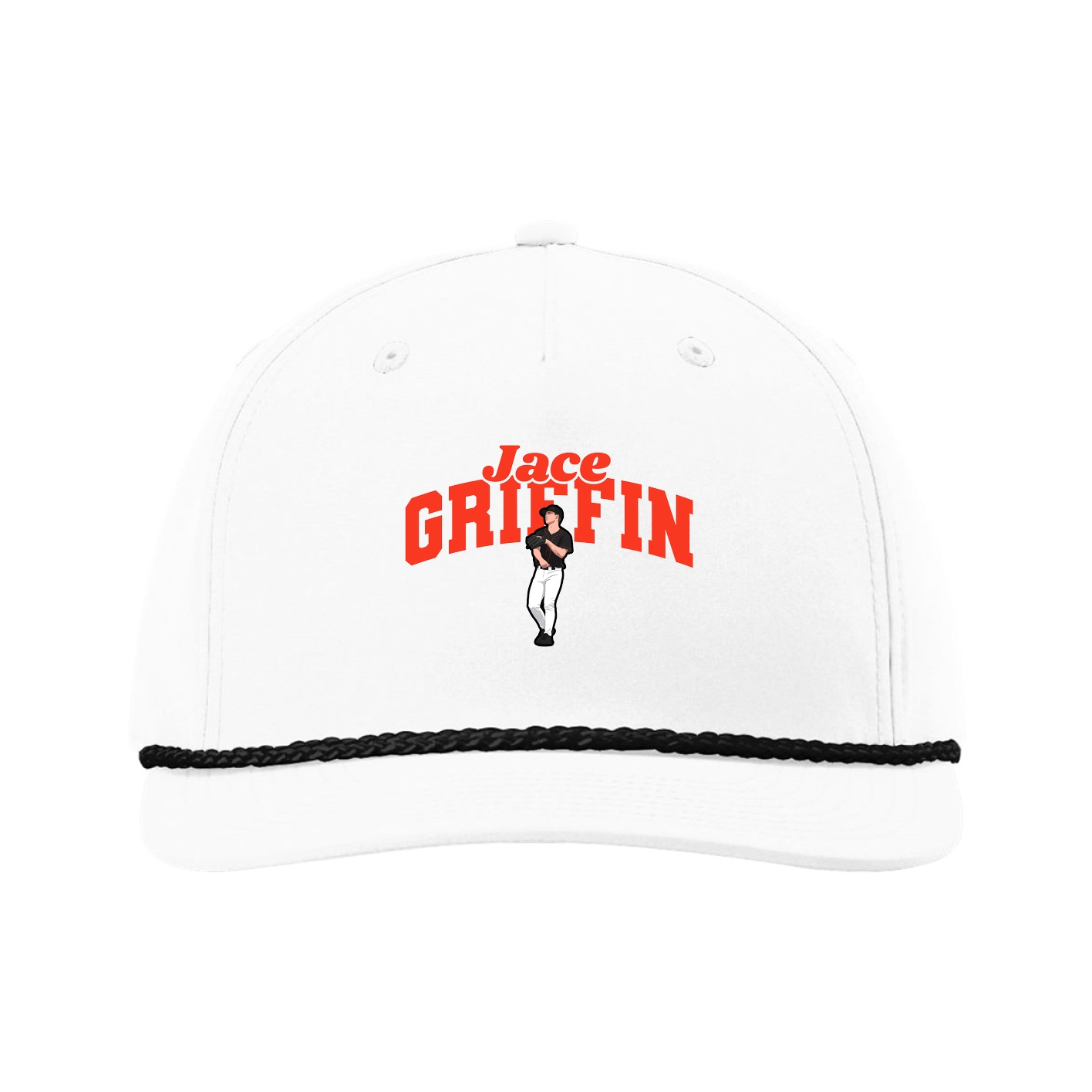 Five-Panel Classic Rope Cap — Signature Arch in White