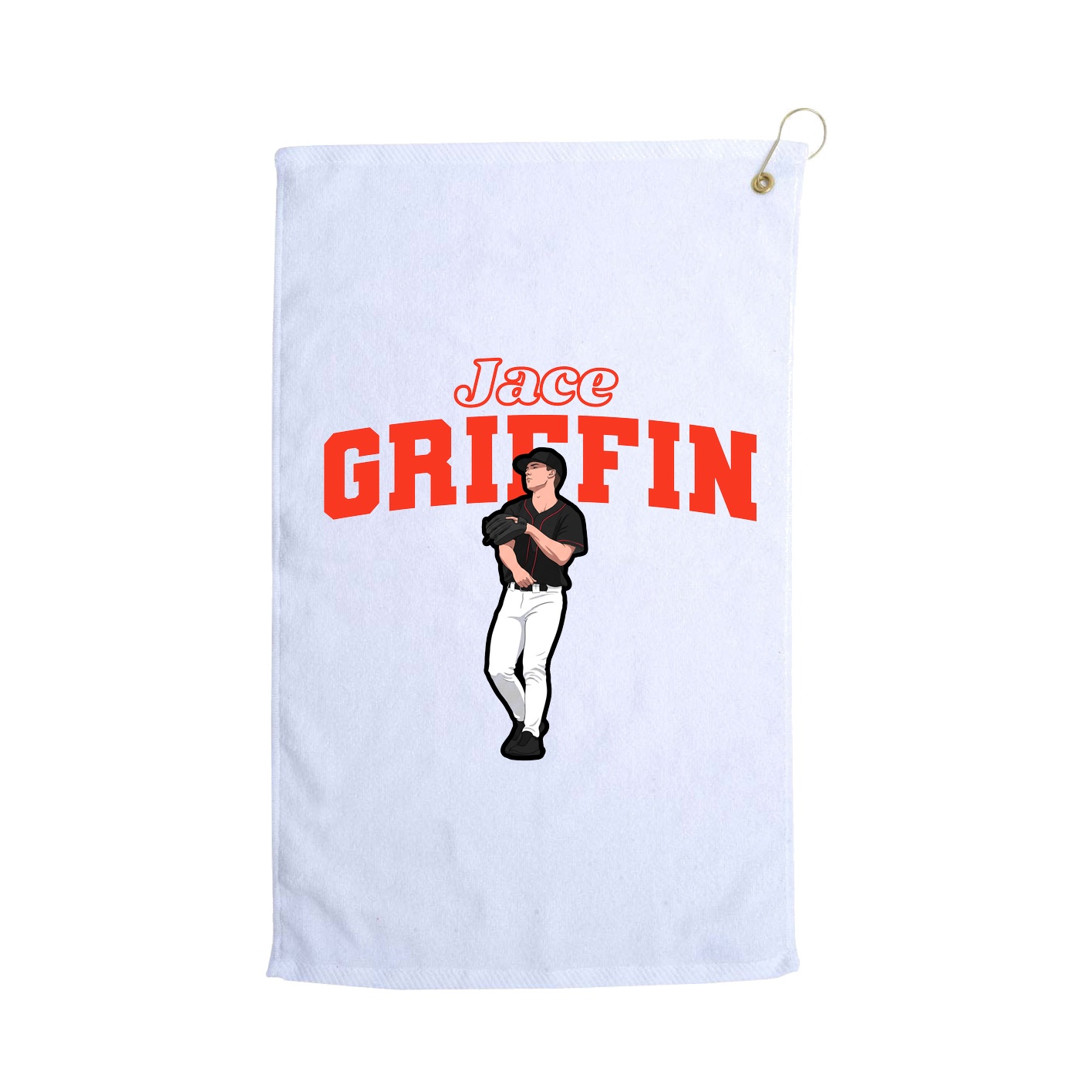 Golf Towel — Name Arch in White