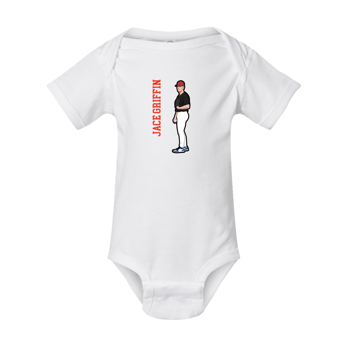 Baby Onesie — Name Vertical in White