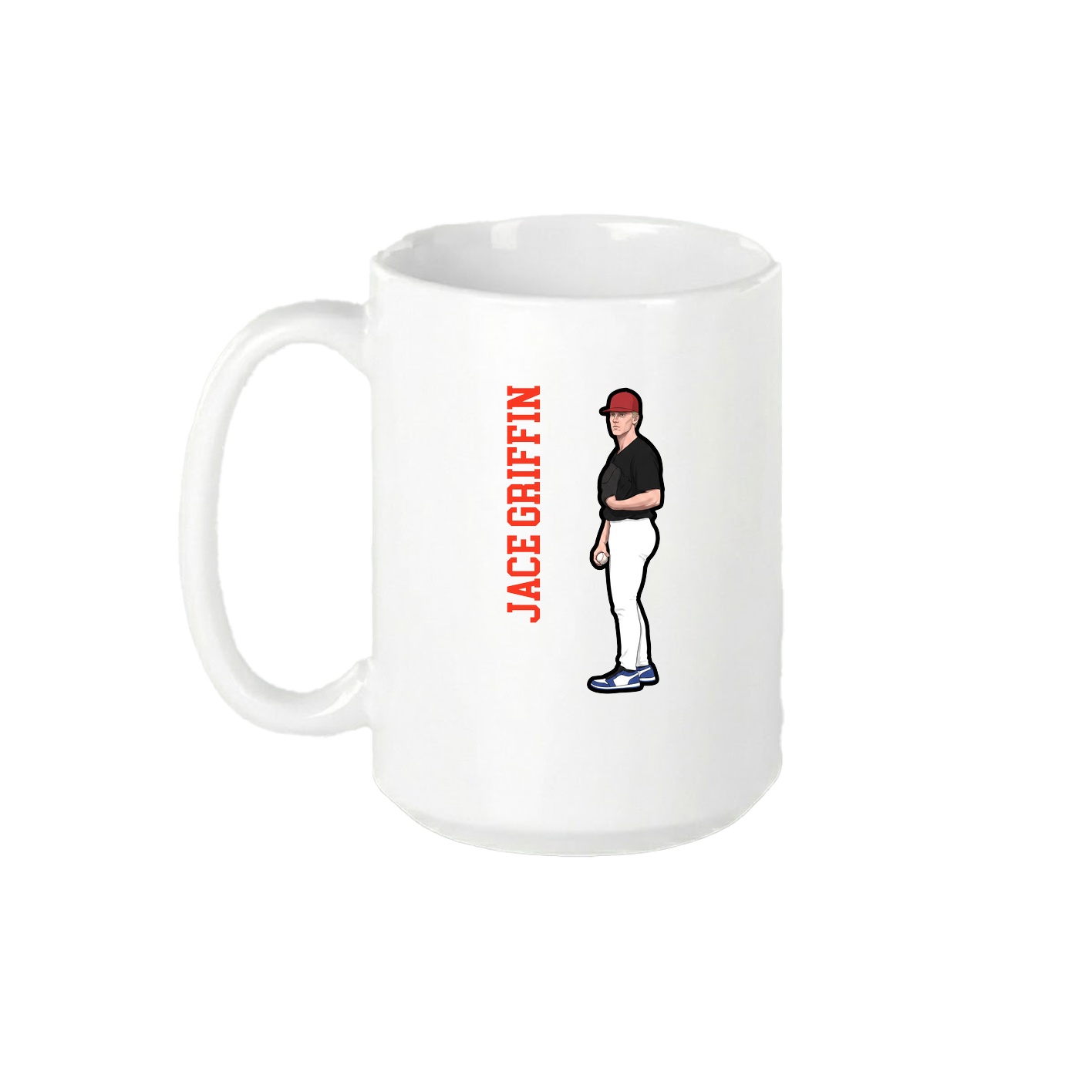 15oz Coffee Mug — Name Vertical in White