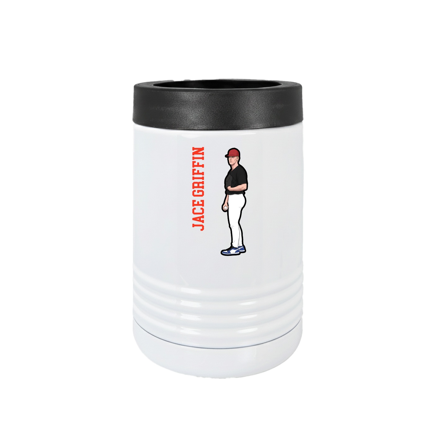Beverage Holder — Name Vertical in White