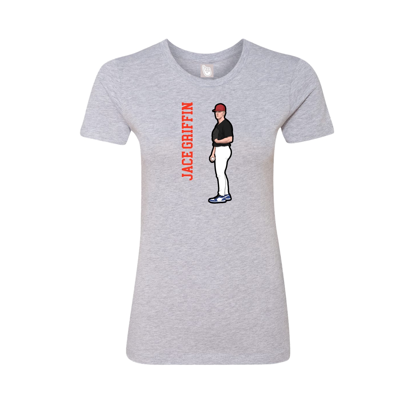 Fitted Women's Tee — Name Vertical in Grey