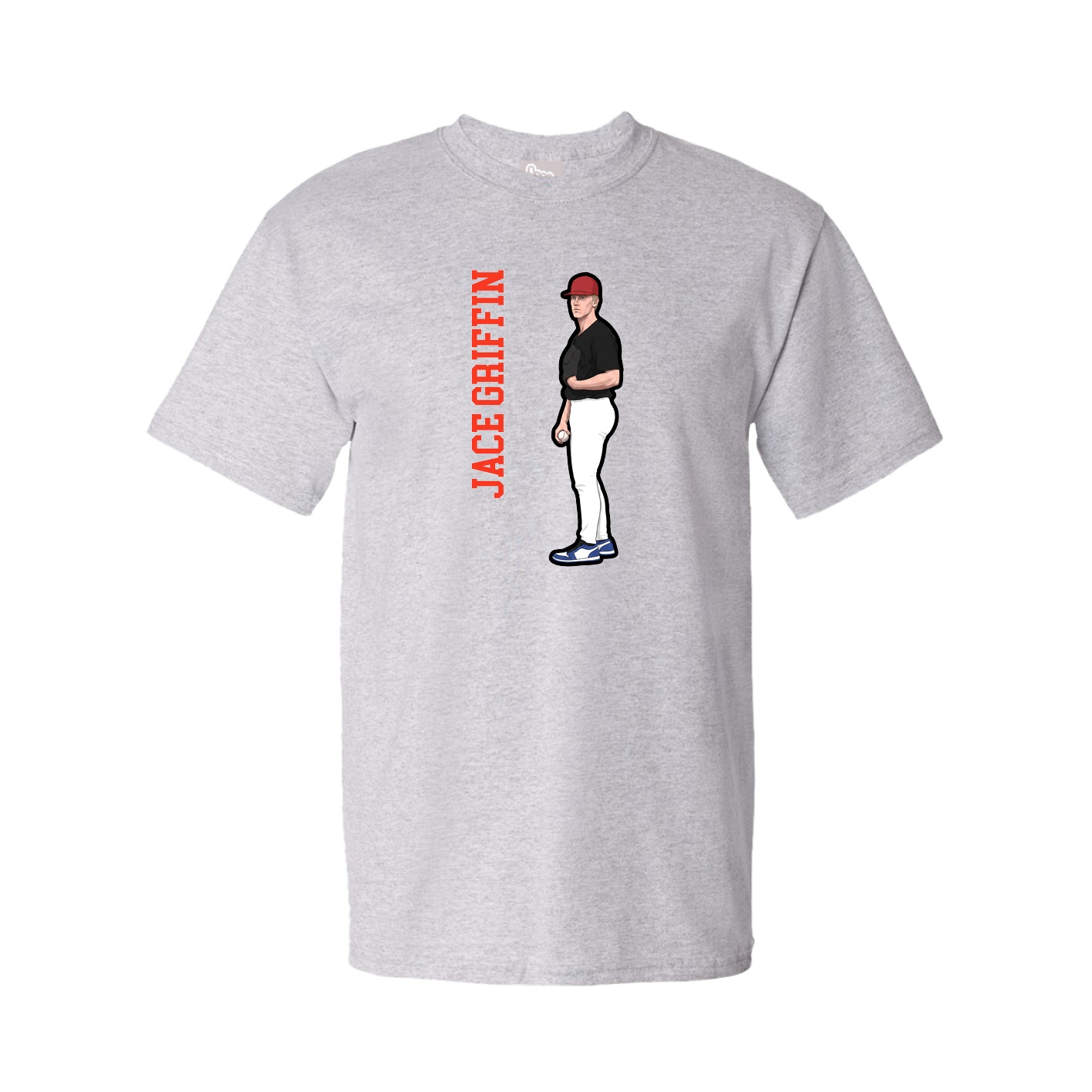 Youth Tee — Name Vertical in Grey