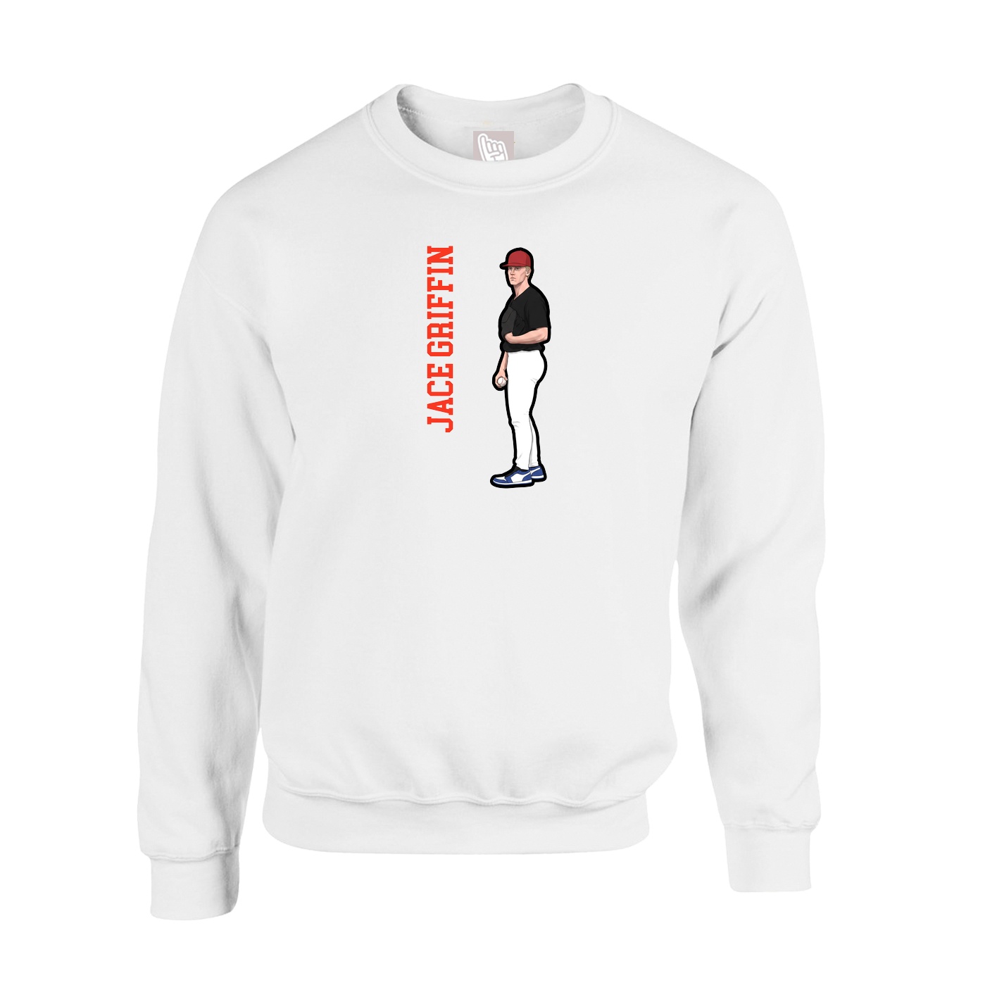 Fleece Crew — Name Vertical in White