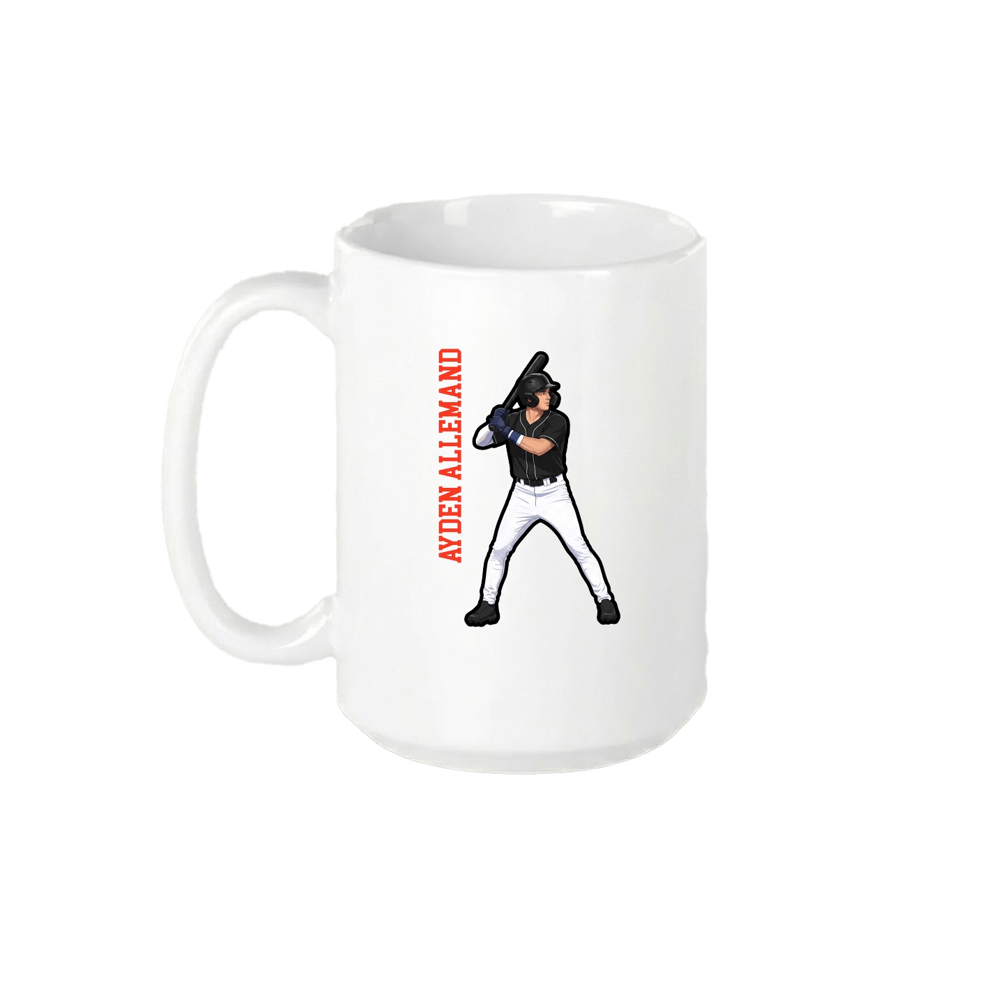 15oz Coffee Mug — Name Vertical in White
