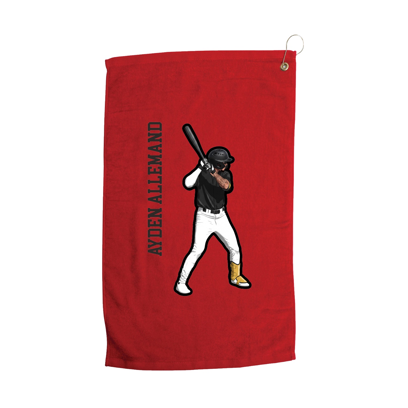 Golf Towel — Name Vertical in Red