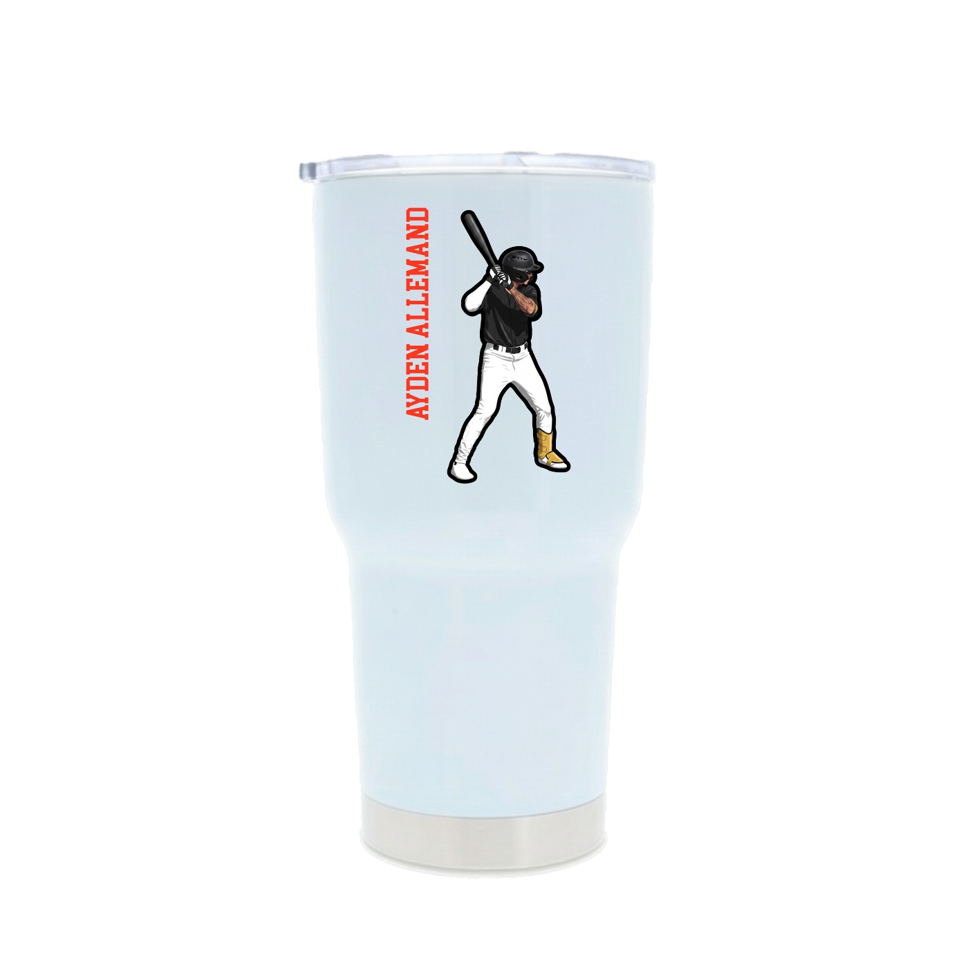 30oz Stainless Steel Tumbler — Name Vertical in White
