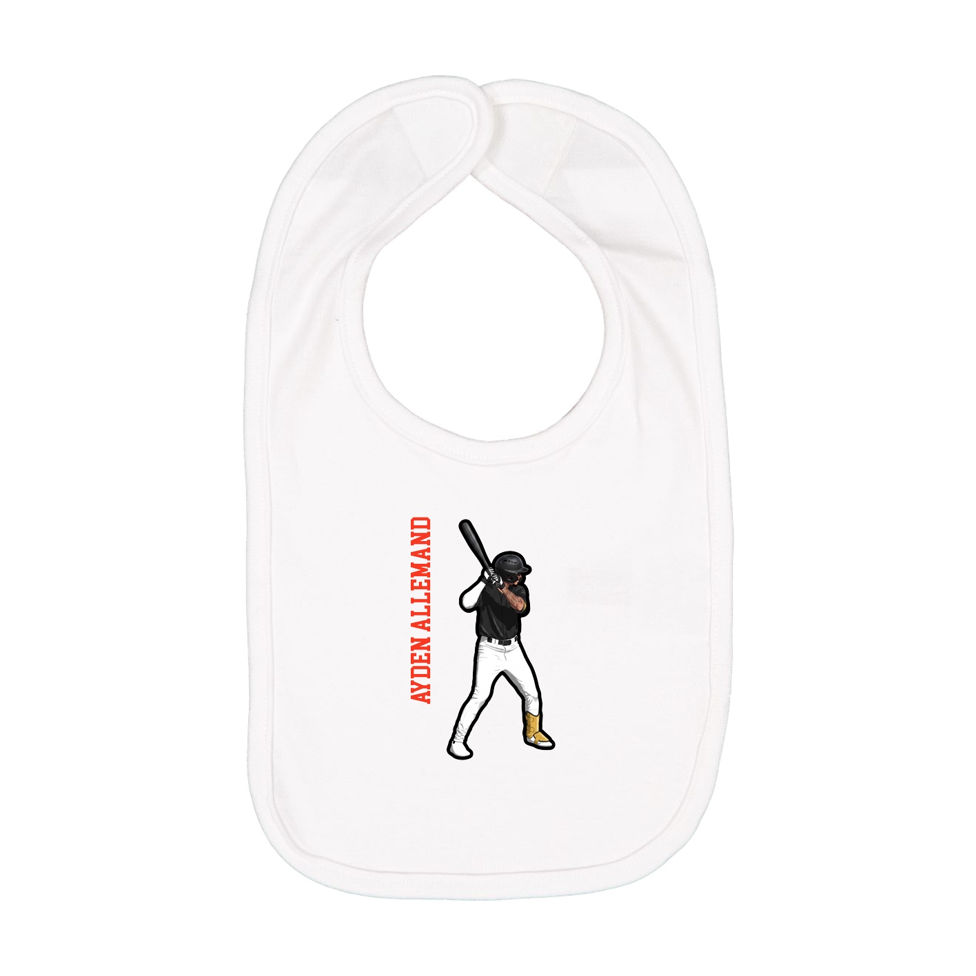 Infant Bib — Name Vertical in White
