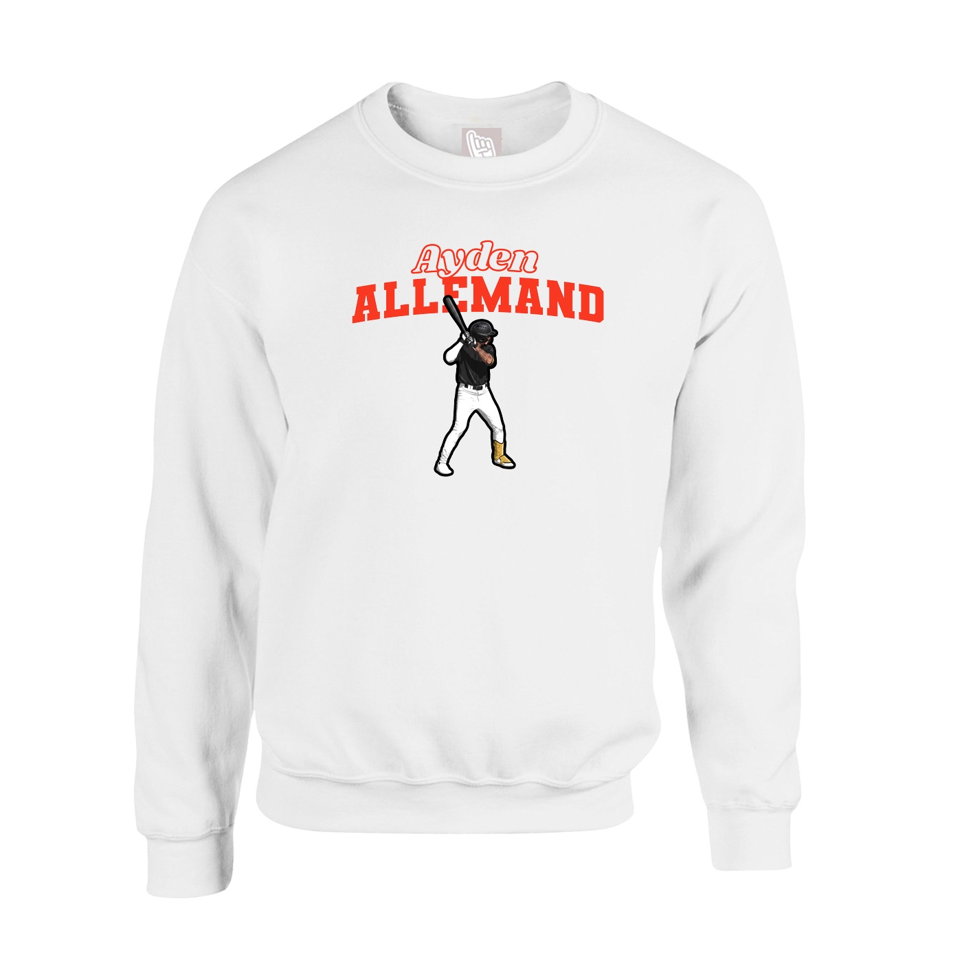 Fleece Crew — Name Arch in White