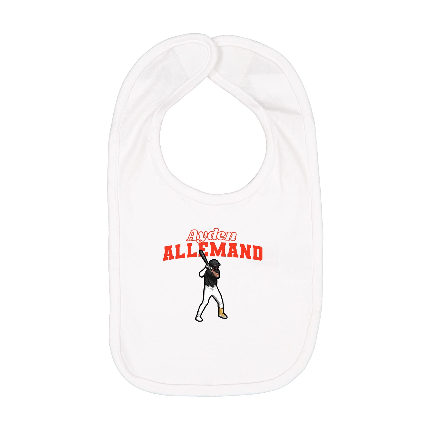 Infant Bib — Name Arch in White