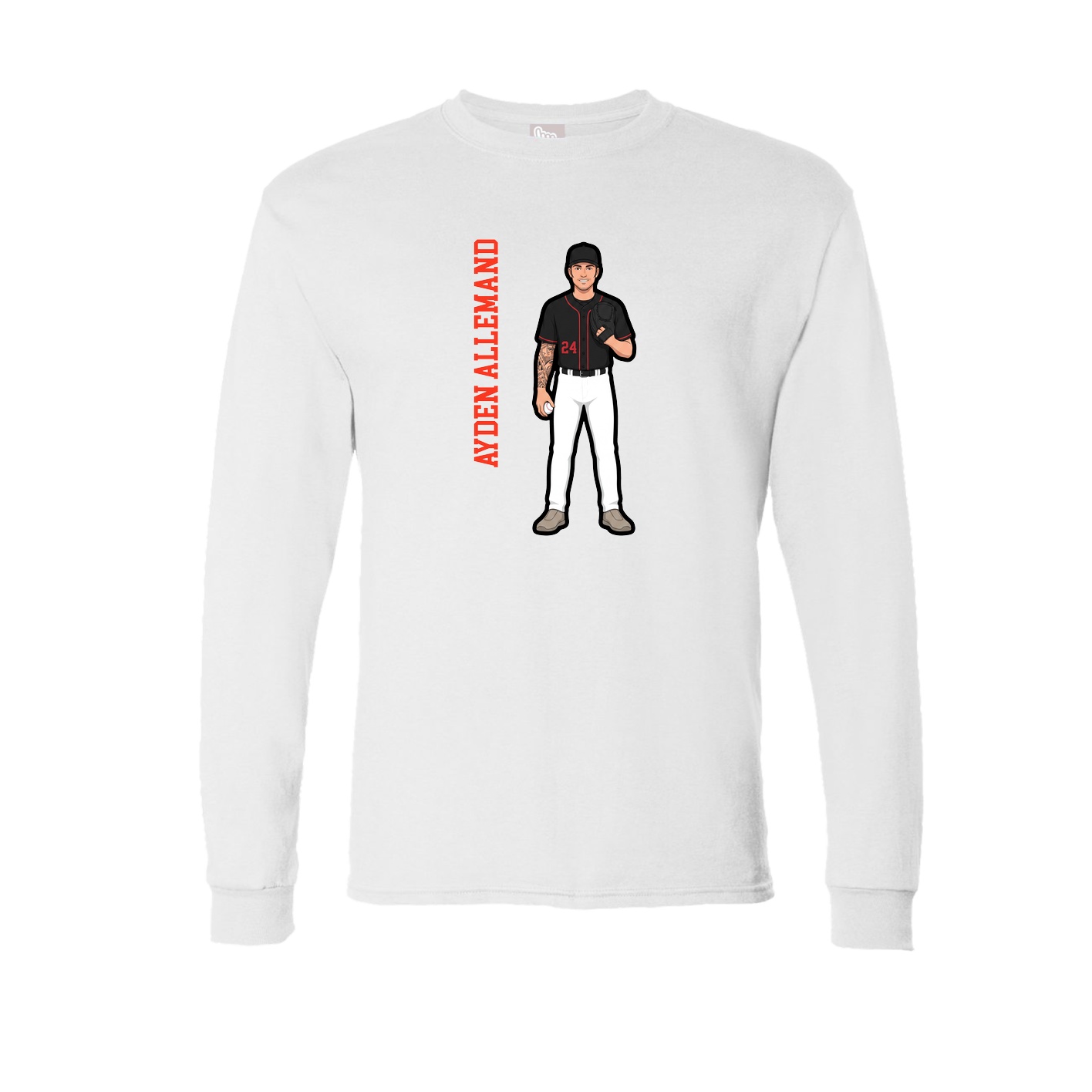 Long Sleeve Tee — Name Vertical in White