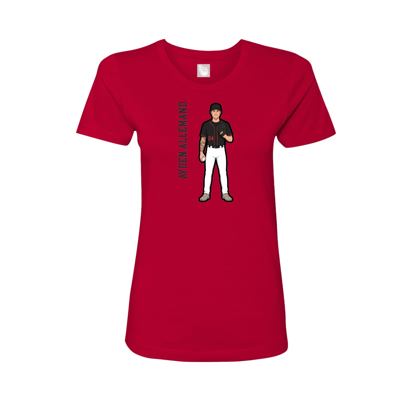 Fitted Women's Tee — Name Vertical in Red