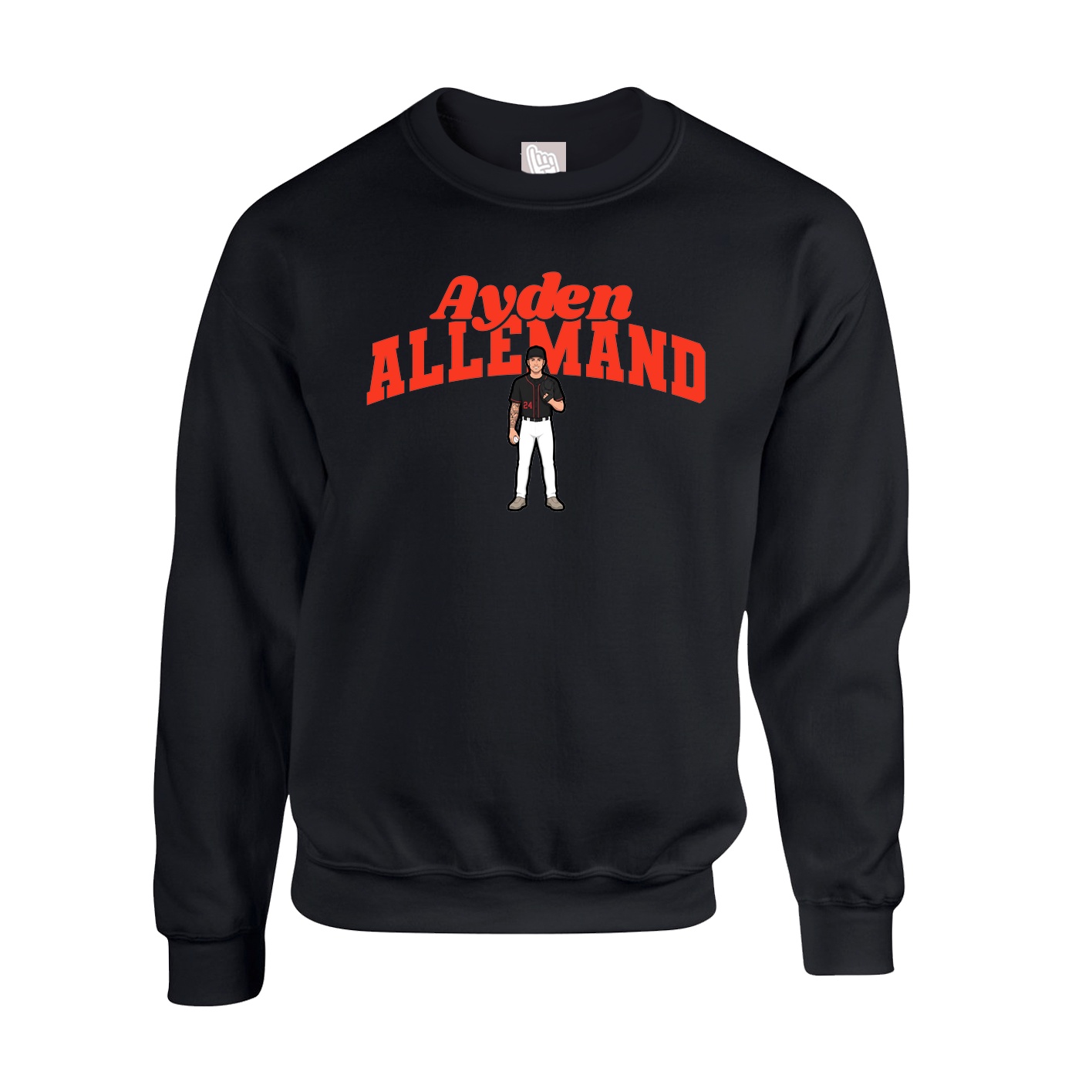 Fleece Crew — Signature Arch in Black