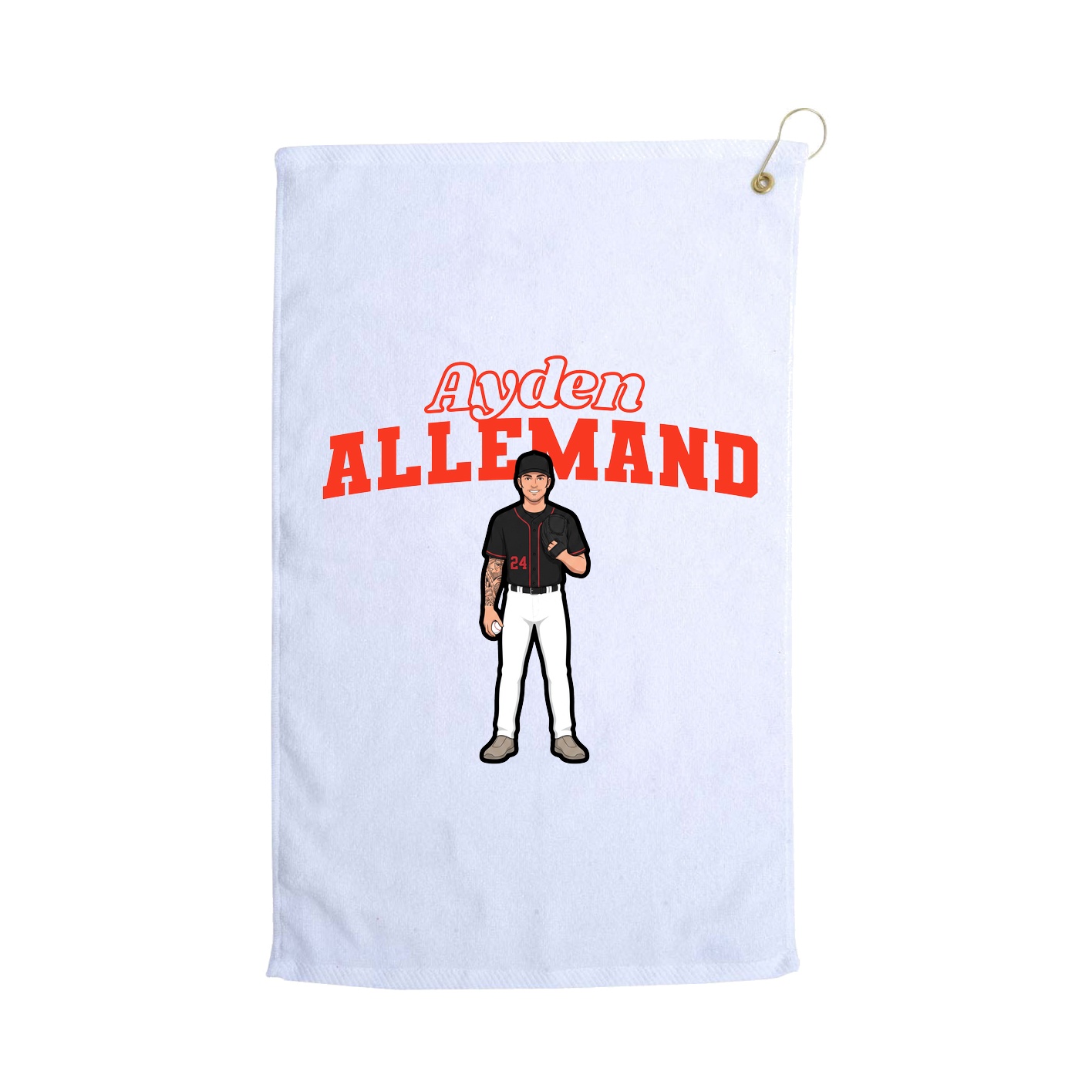 Golf Towel — Name Arch in White