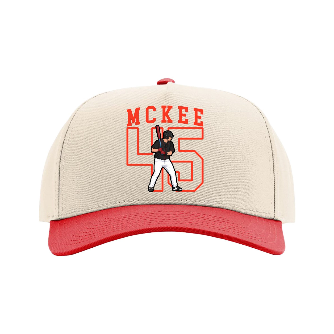 Full Fabric Five-Panel Champ Cap — Shirsey in Cream/Red