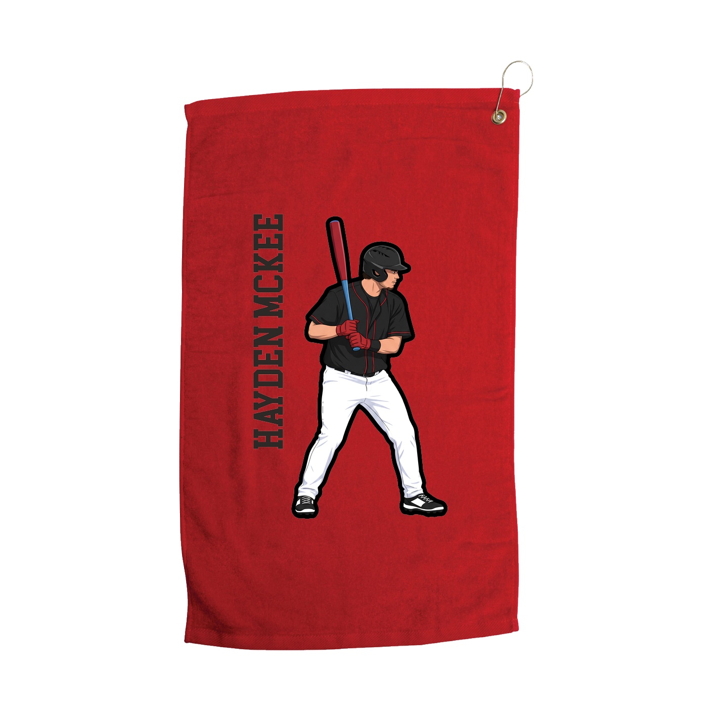 Golf Towel — Name Vertical in Red
