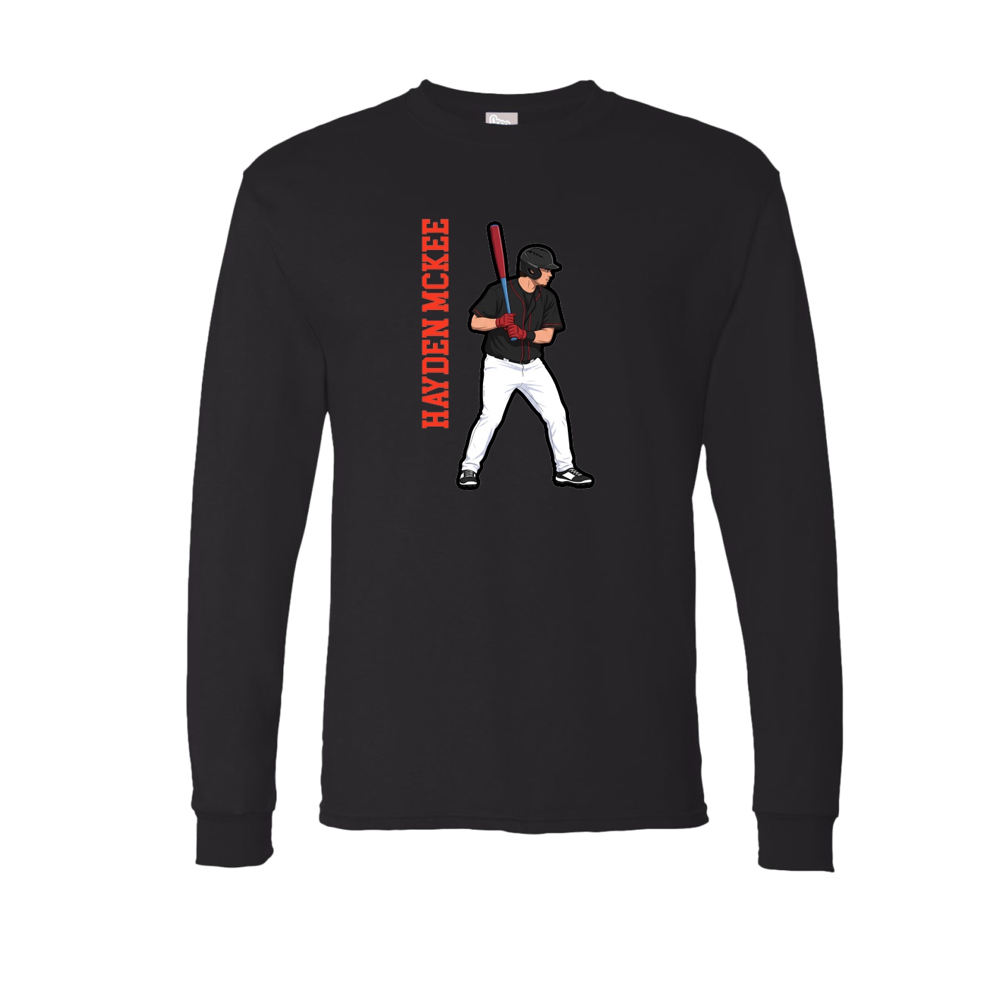 Long Sleeve Tee — Name Vertical in Black