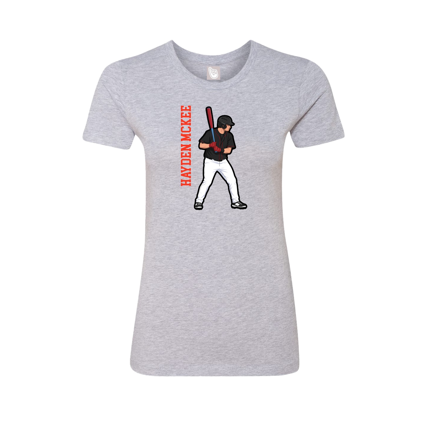 Womens Tee — Name Vertical in Grey