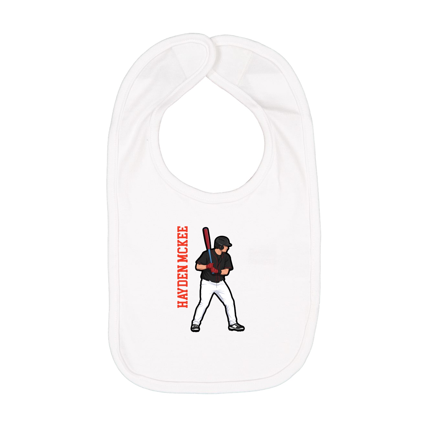 Infant Bib — Name Vertical in White