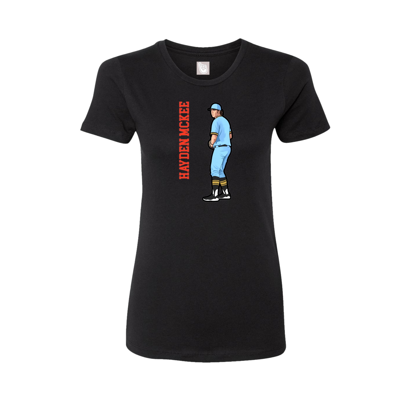 Womens Tee — Name Vertical in Black