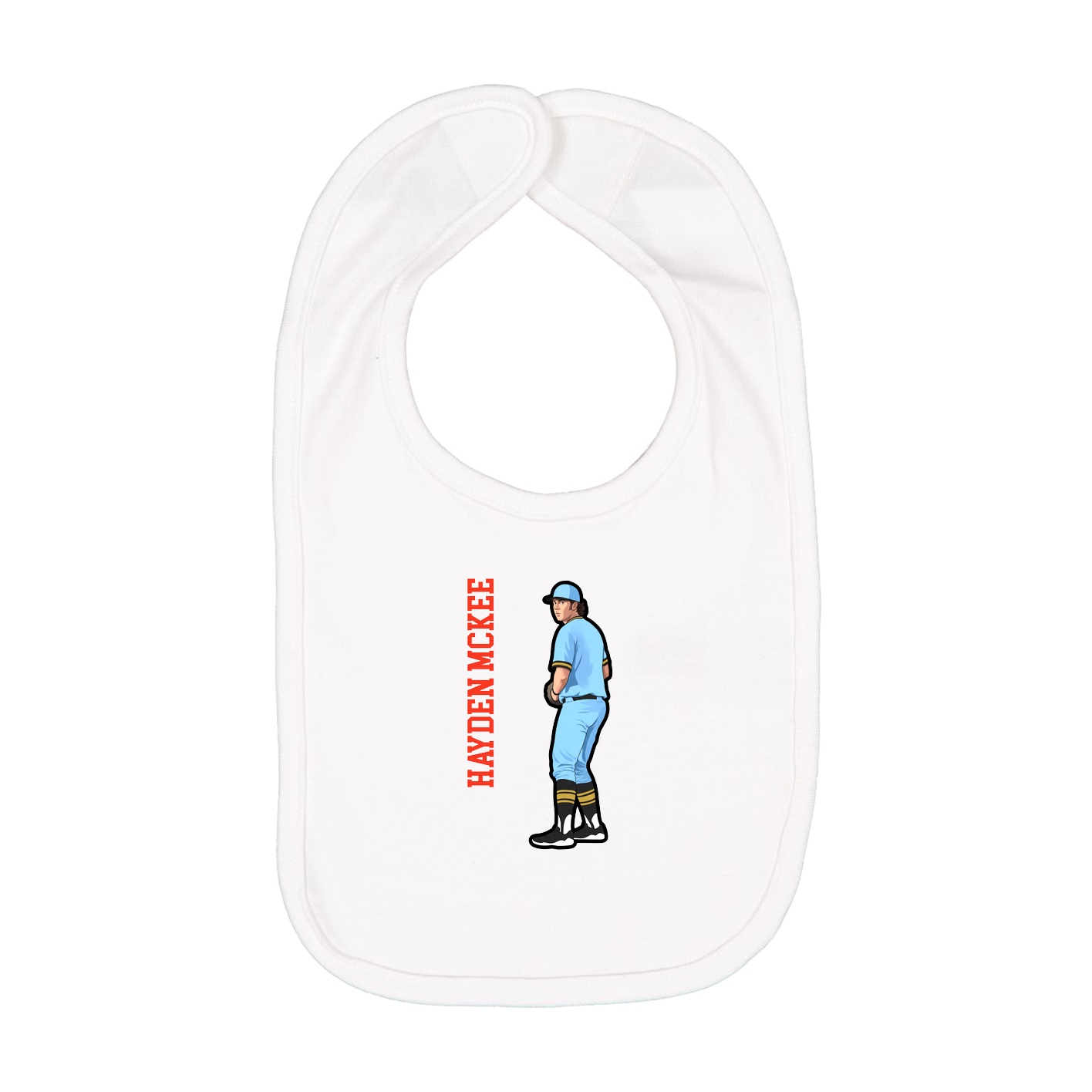 Infant Bib — Name Vertical in White
