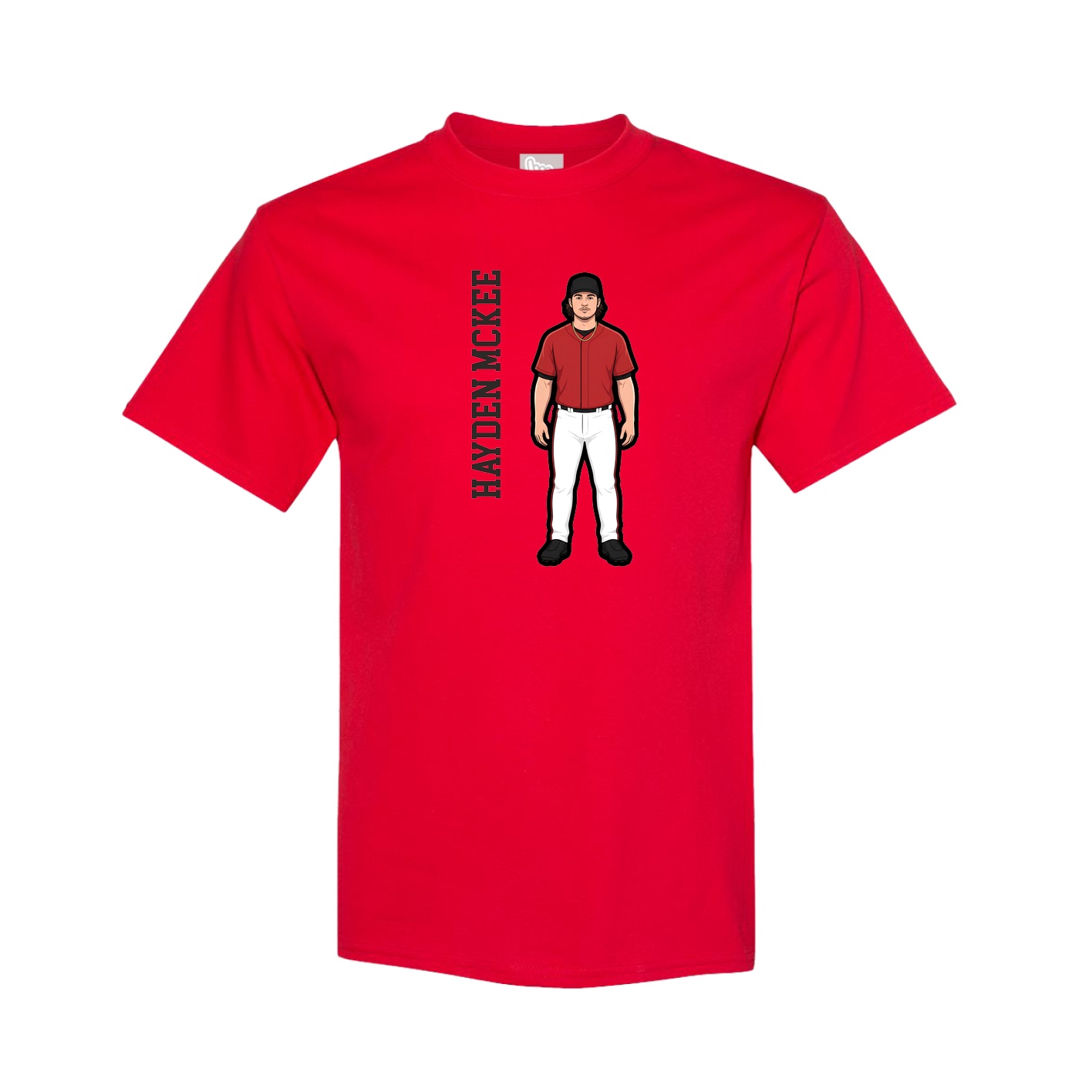Tee — Name Vertical in Red