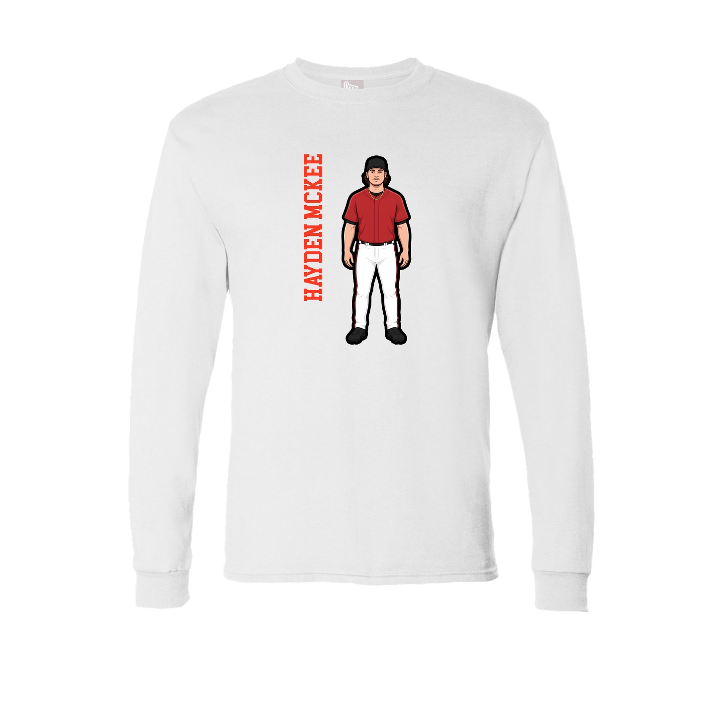 Long Sleeve Tee — Name Vertical in White