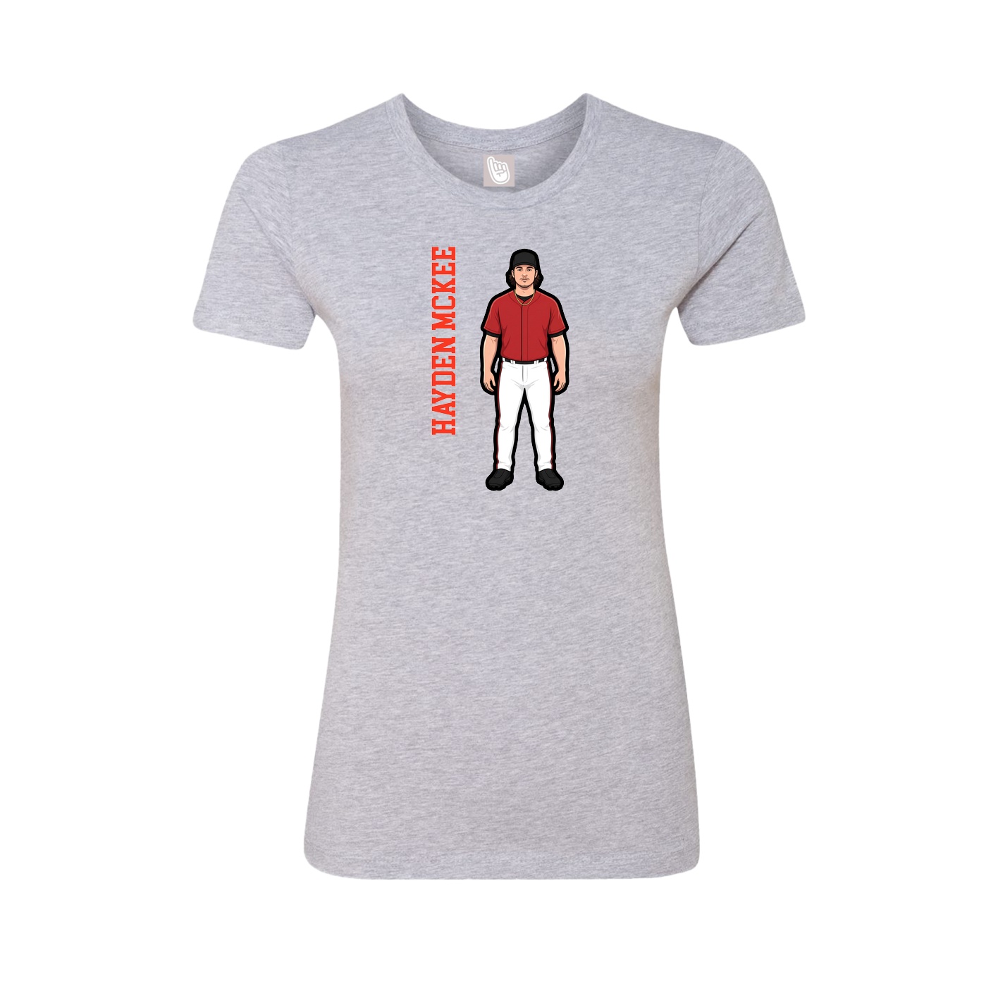 Womens Tee — Name Vertical in Grey