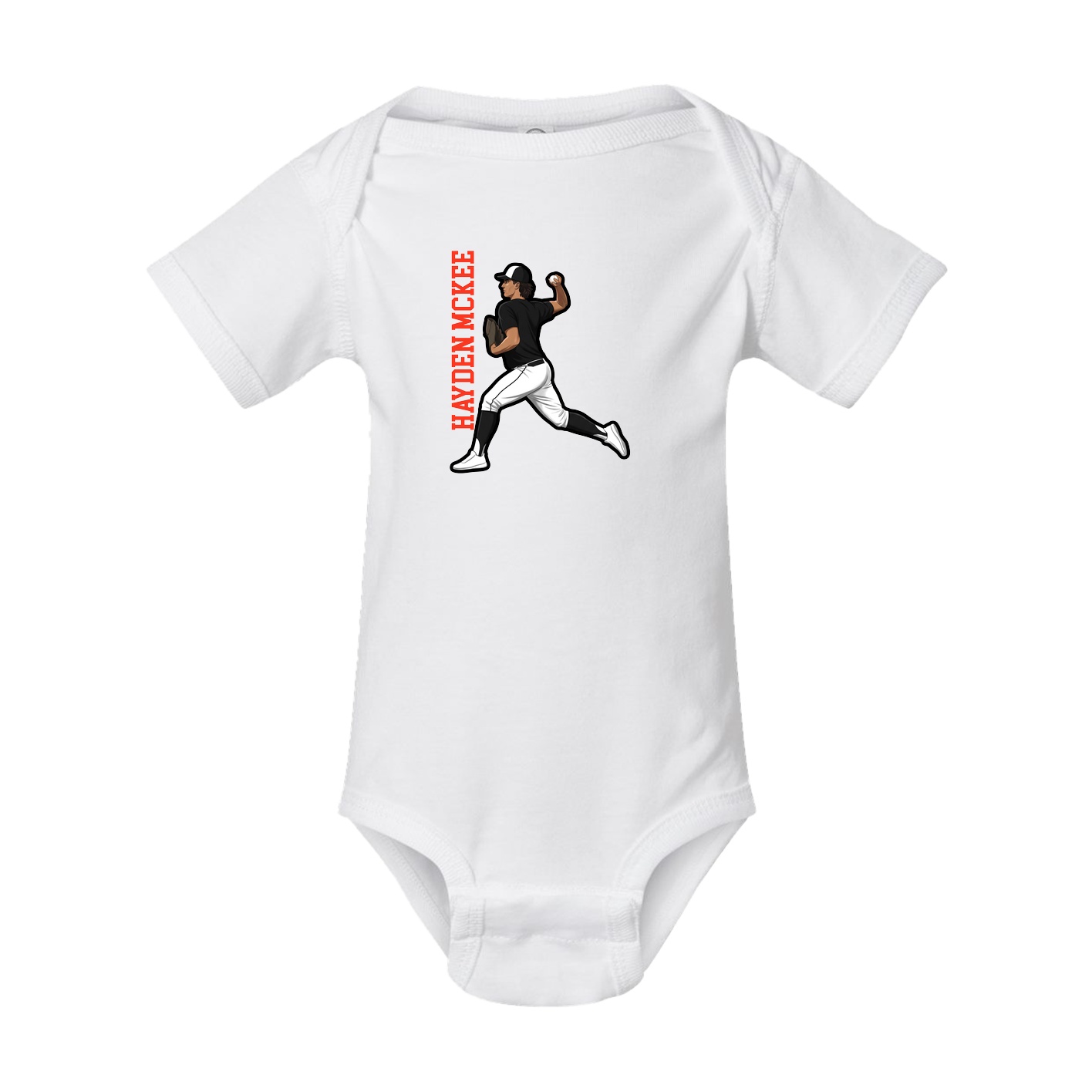 Baby Onesie — Name Vertical in White
