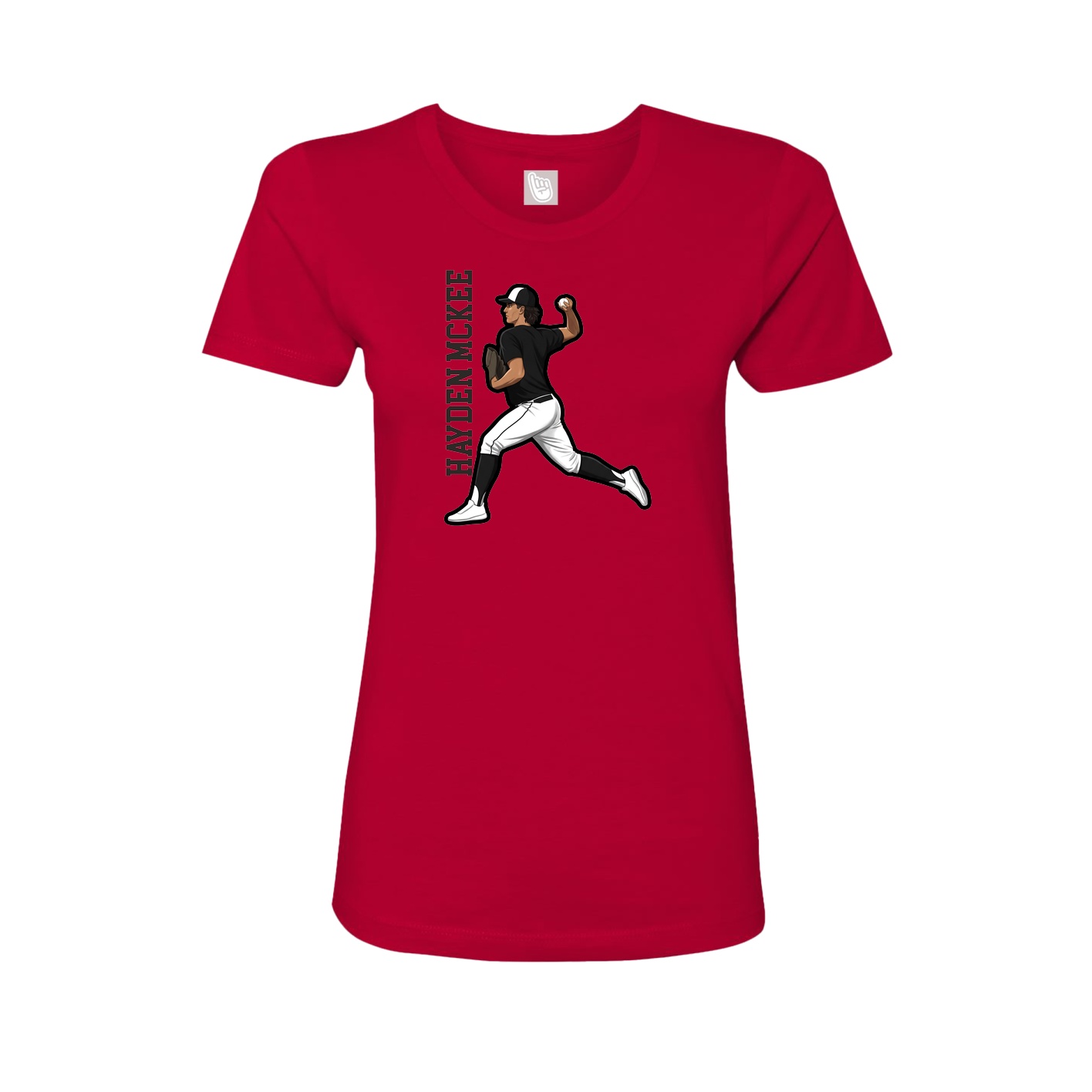 Womens Tee — Name Vertical in Red