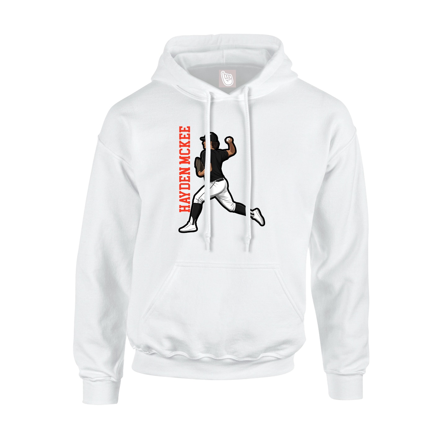 Youth Hoodie — Name Vertical in White