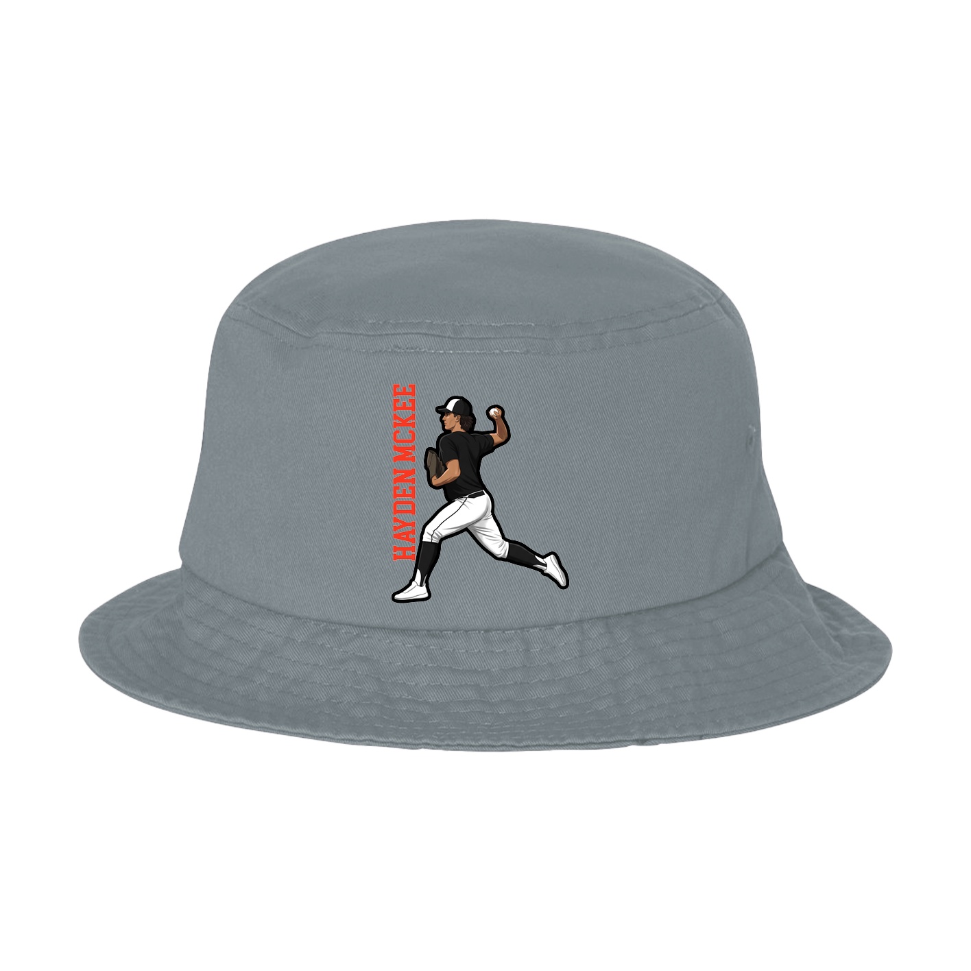 Bucket Cap — Name Vertical in Grey